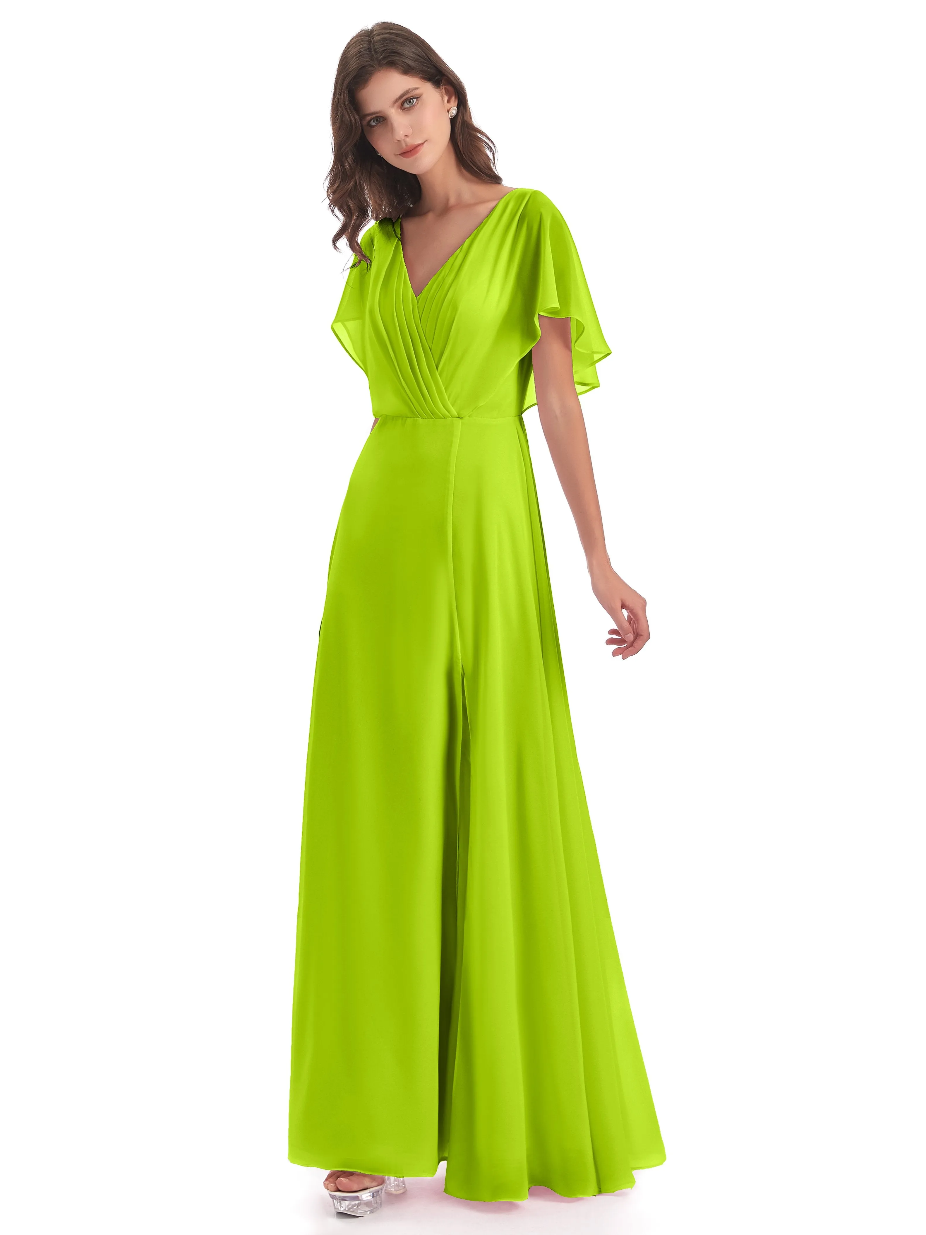 Emily Modest Chiffon Split Long Bridesmaid Dresses