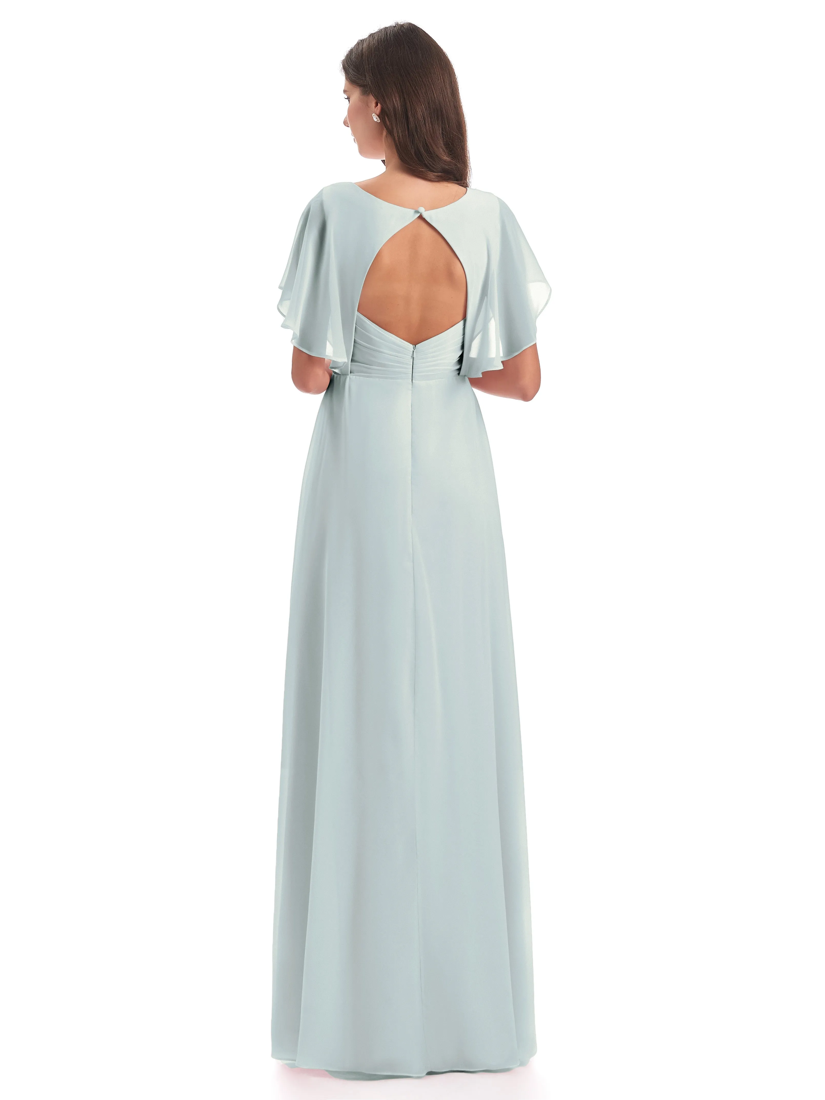 Emily Modest Chiffon Split Long Bridesmaid Dresses