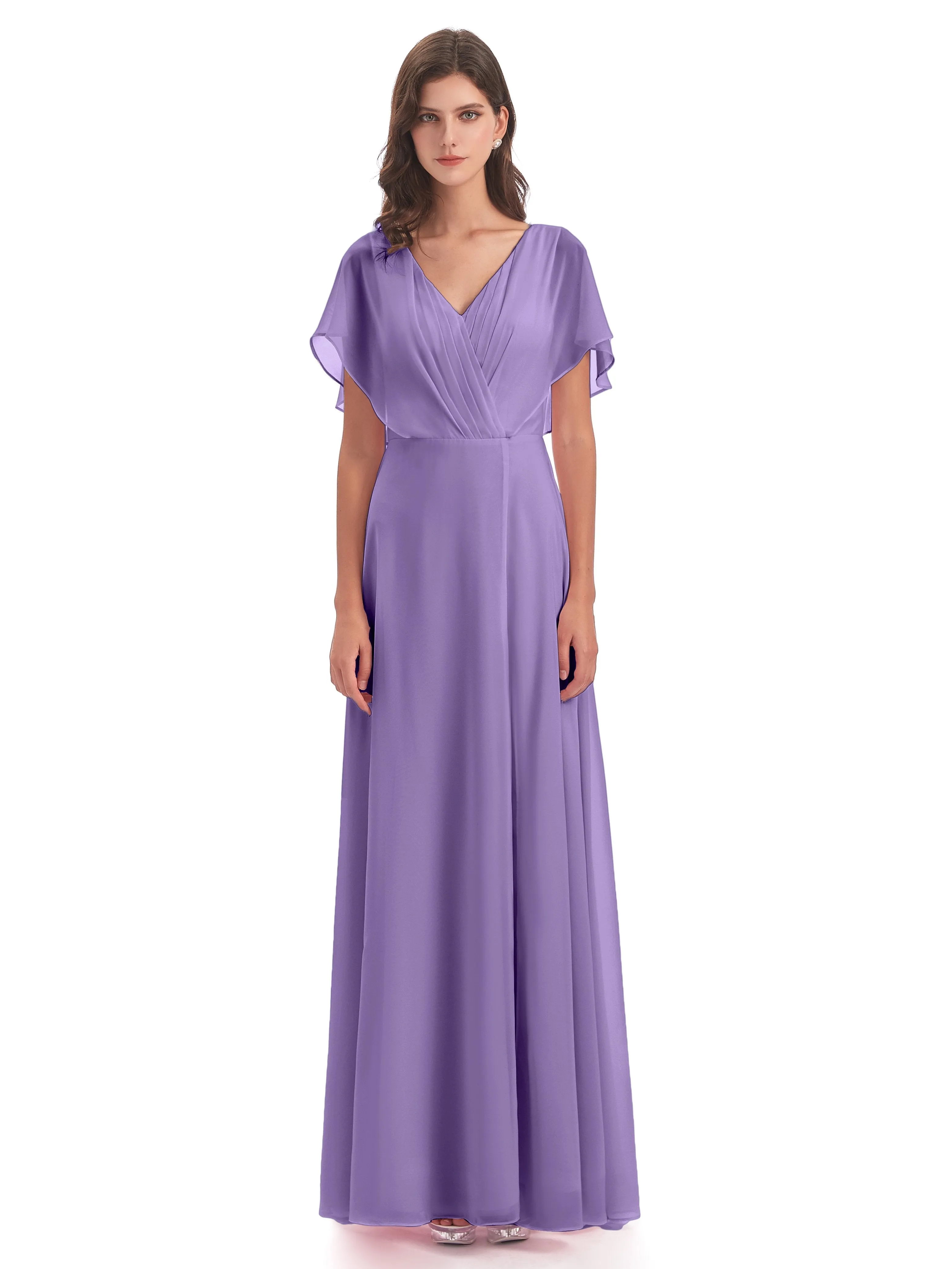 Emily Modest Chiffon Split Long Bridesmaid Dresses