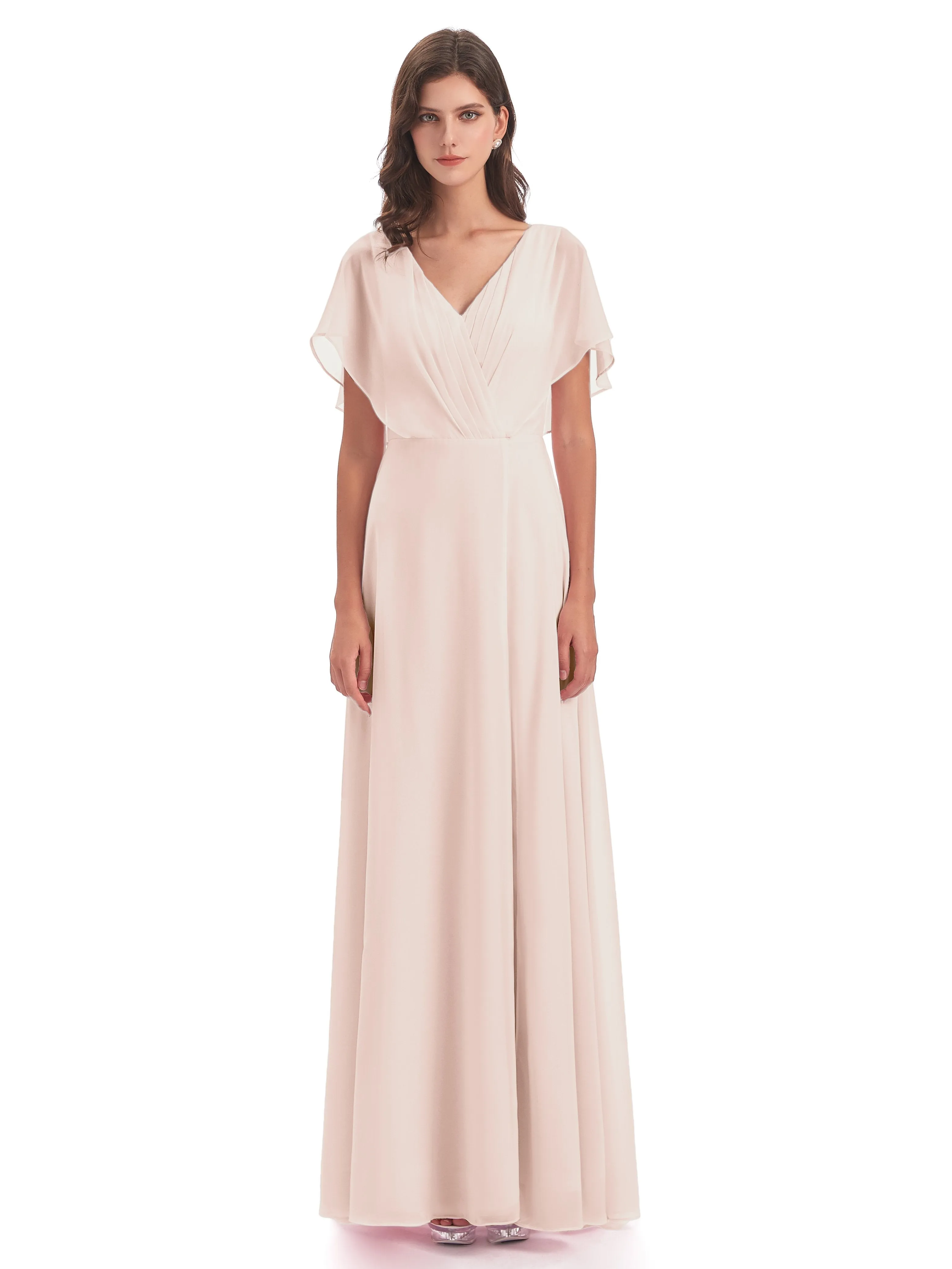 Emily Modest Chiffon Split Long Bridesmaid Dresses