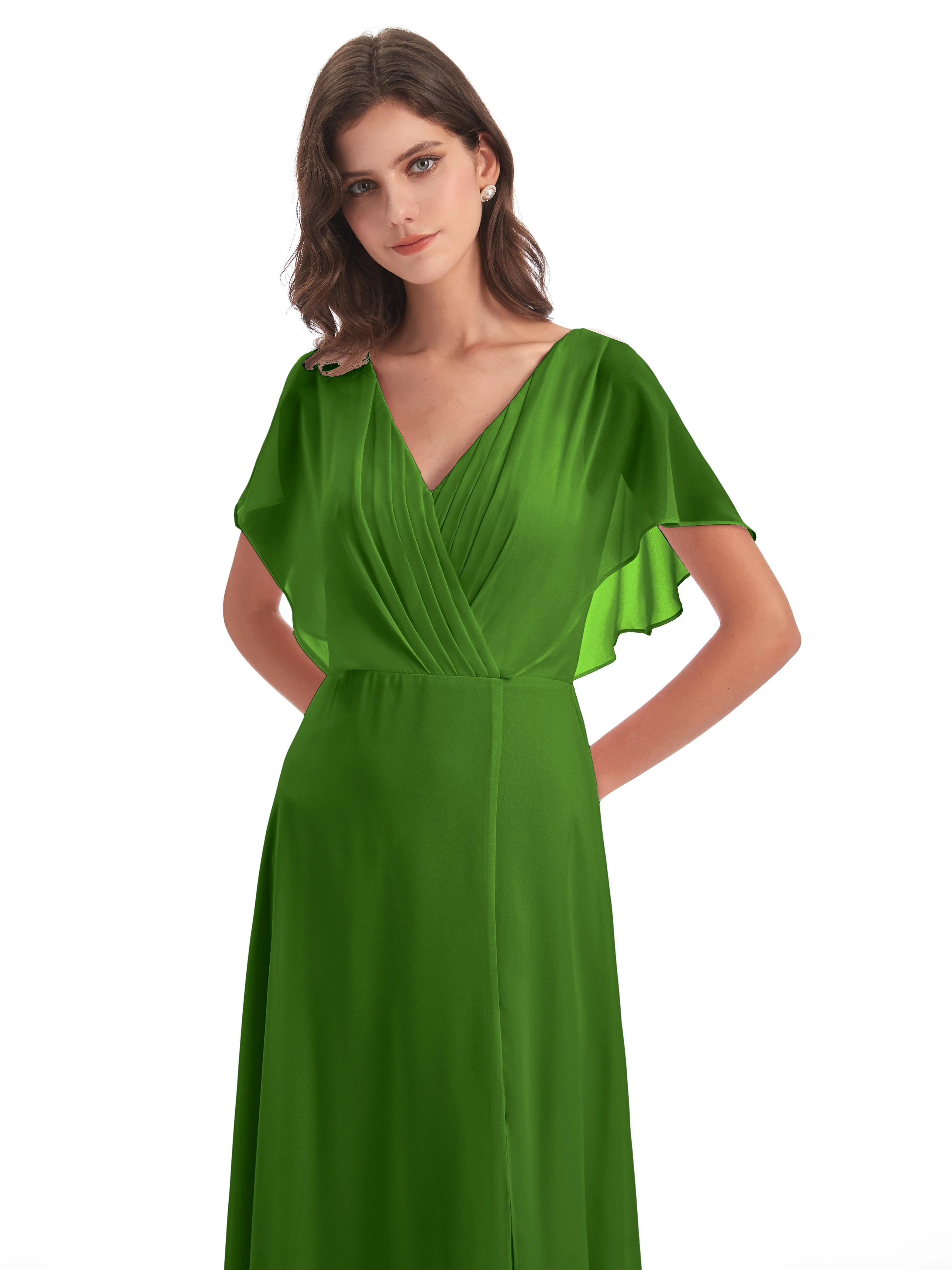 Emily Modest Chiffon Split Long Bridesmaid Dresses