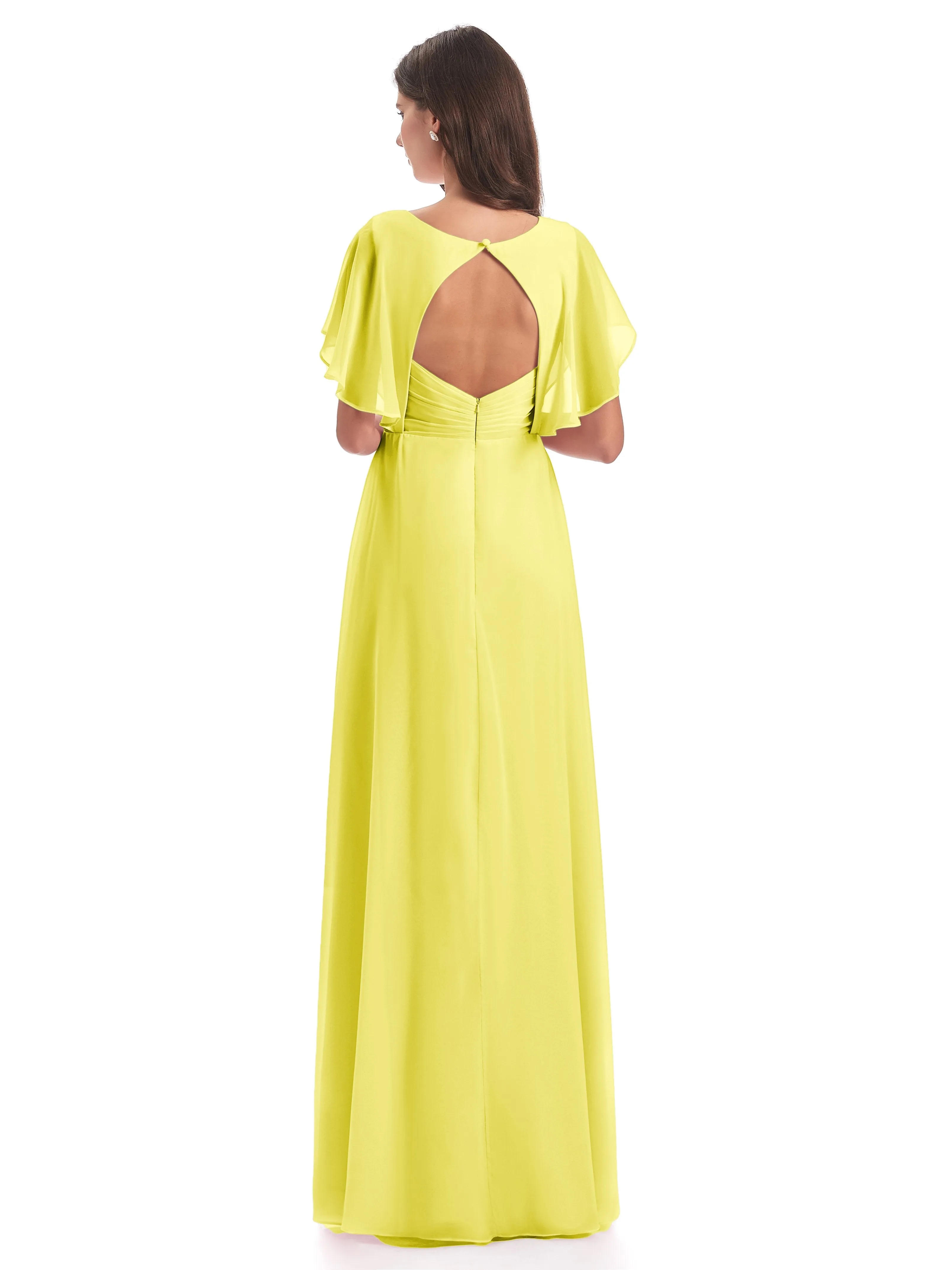 Emily Modest Chiffon Split Long Bridesmaid Dresses