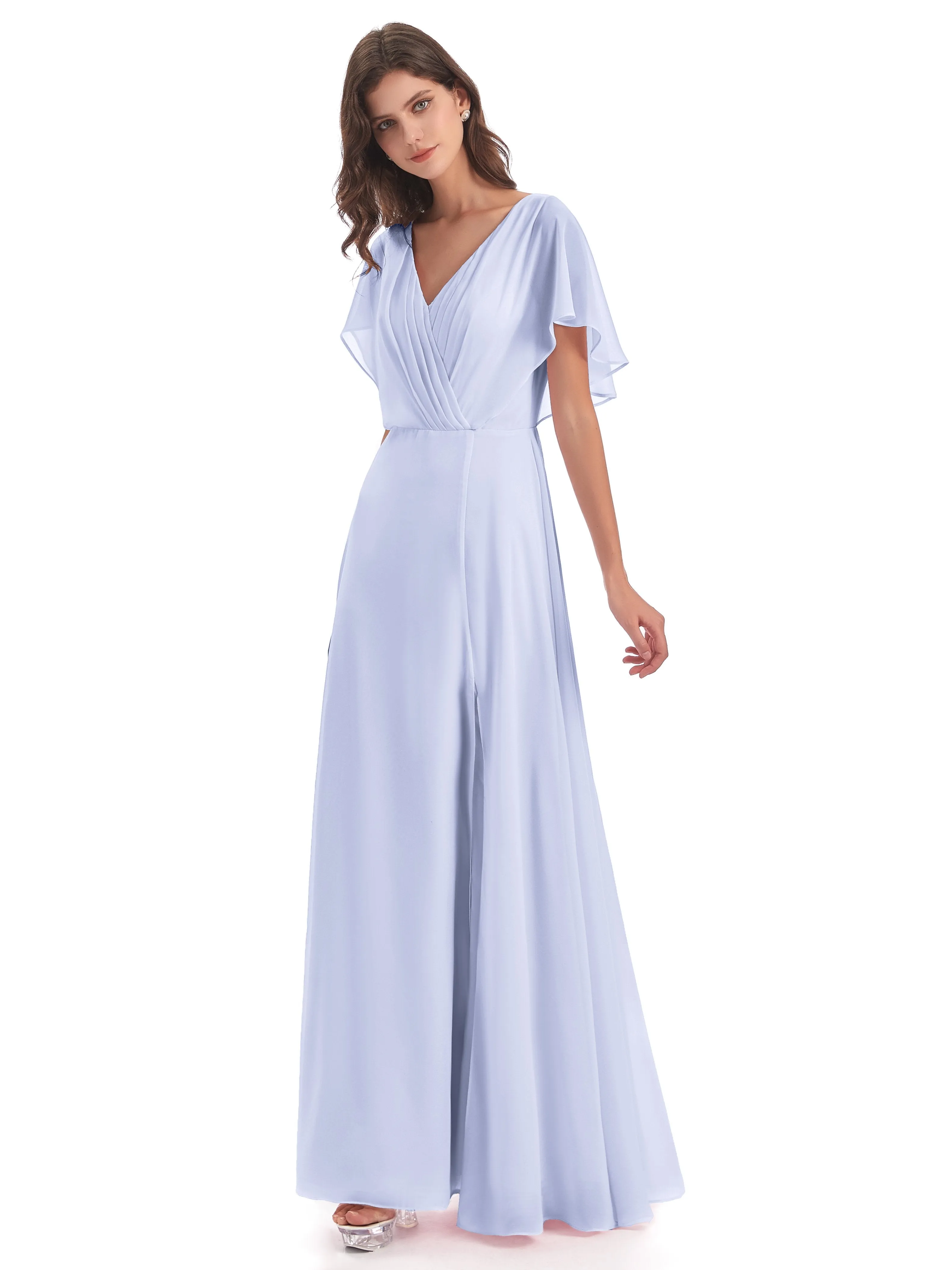 Emily Modest Chiffon Split Long Bridesmaid Dresses