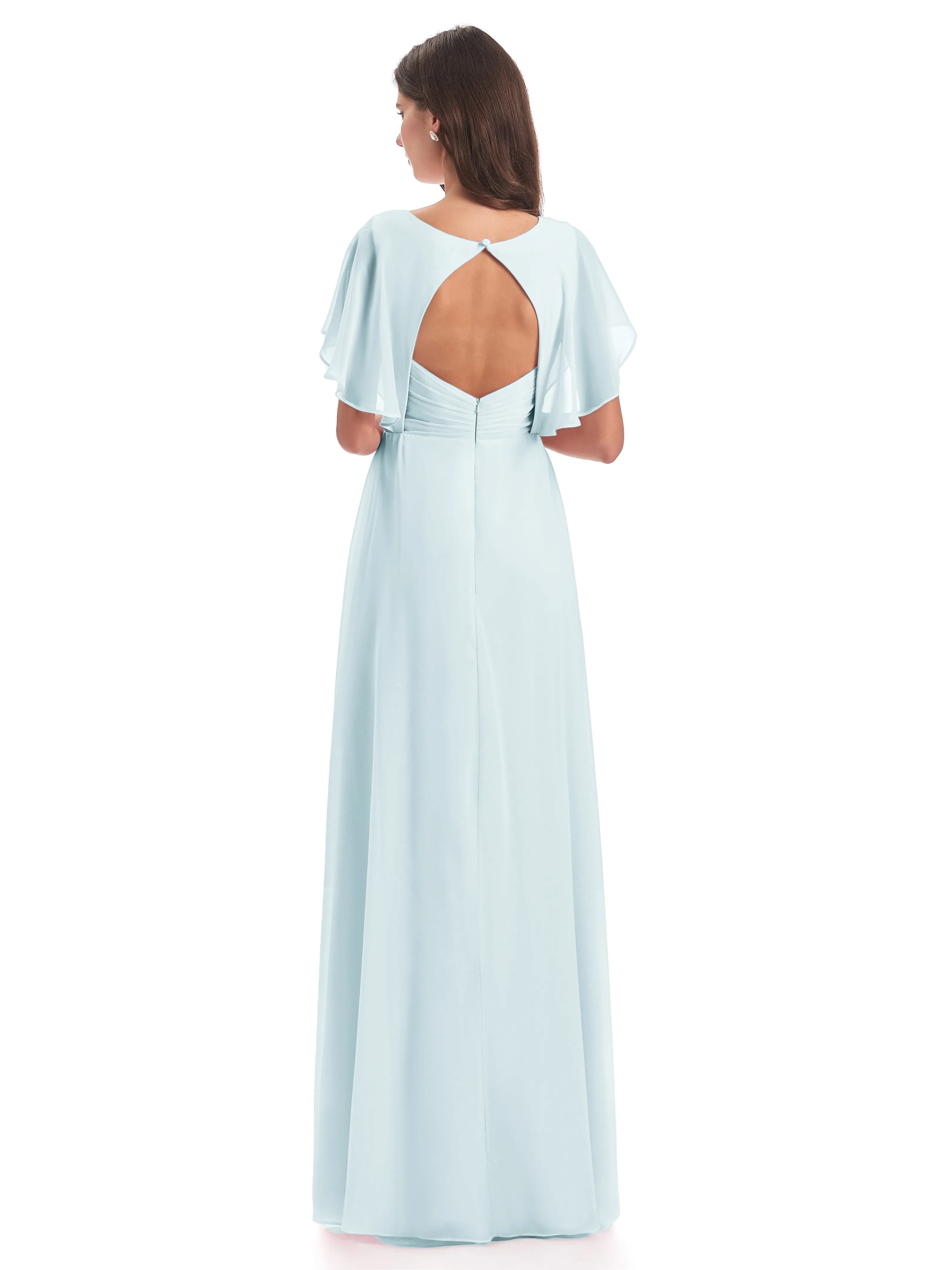 Emily Modest Chiffon Split Long Bridesmaid Dresses