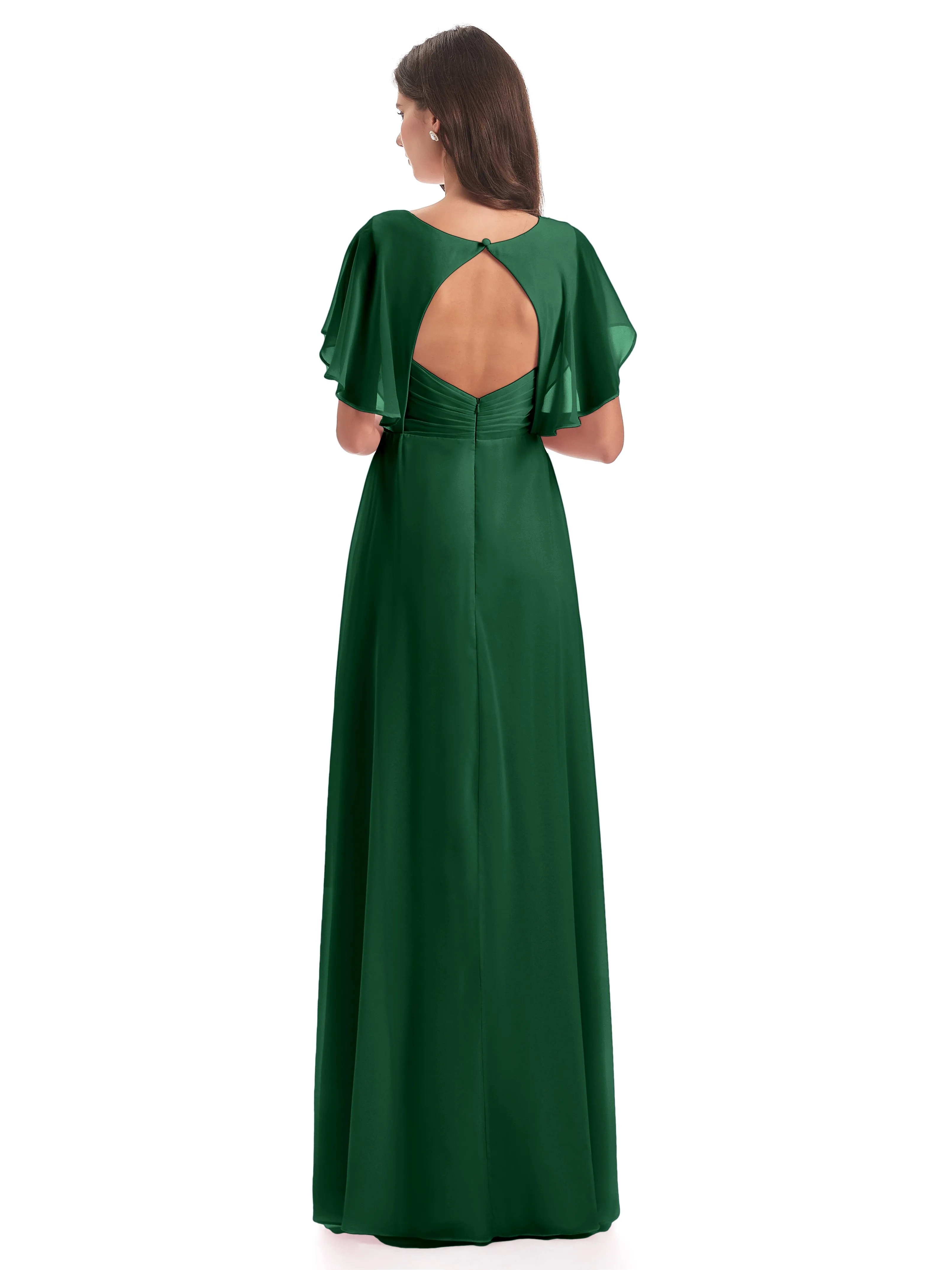 Emily Modest Chiffon Split Long Bridesmaid Dresses