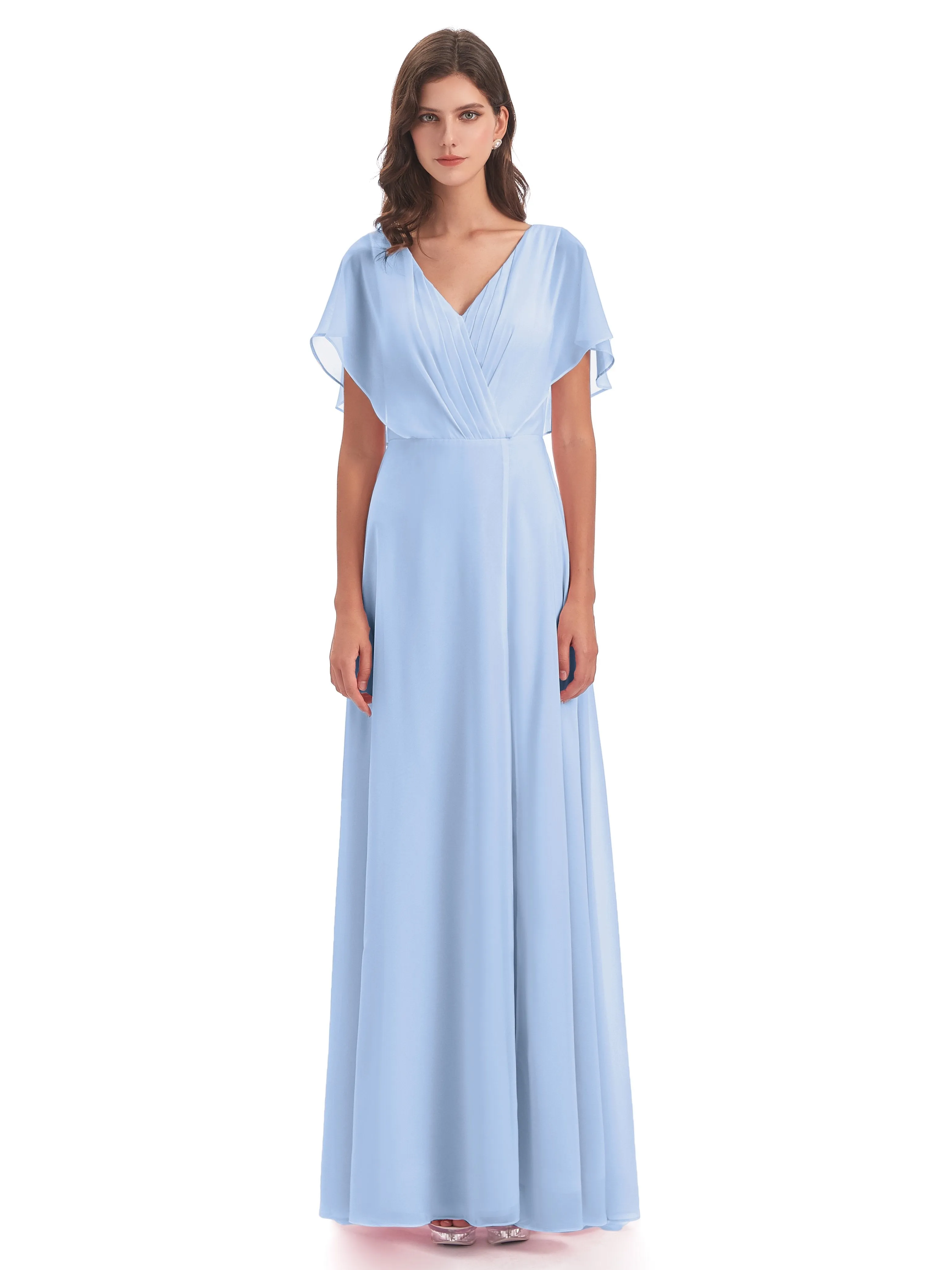 Emily Modest Chiffon Split Long Bridesmaid Dresses