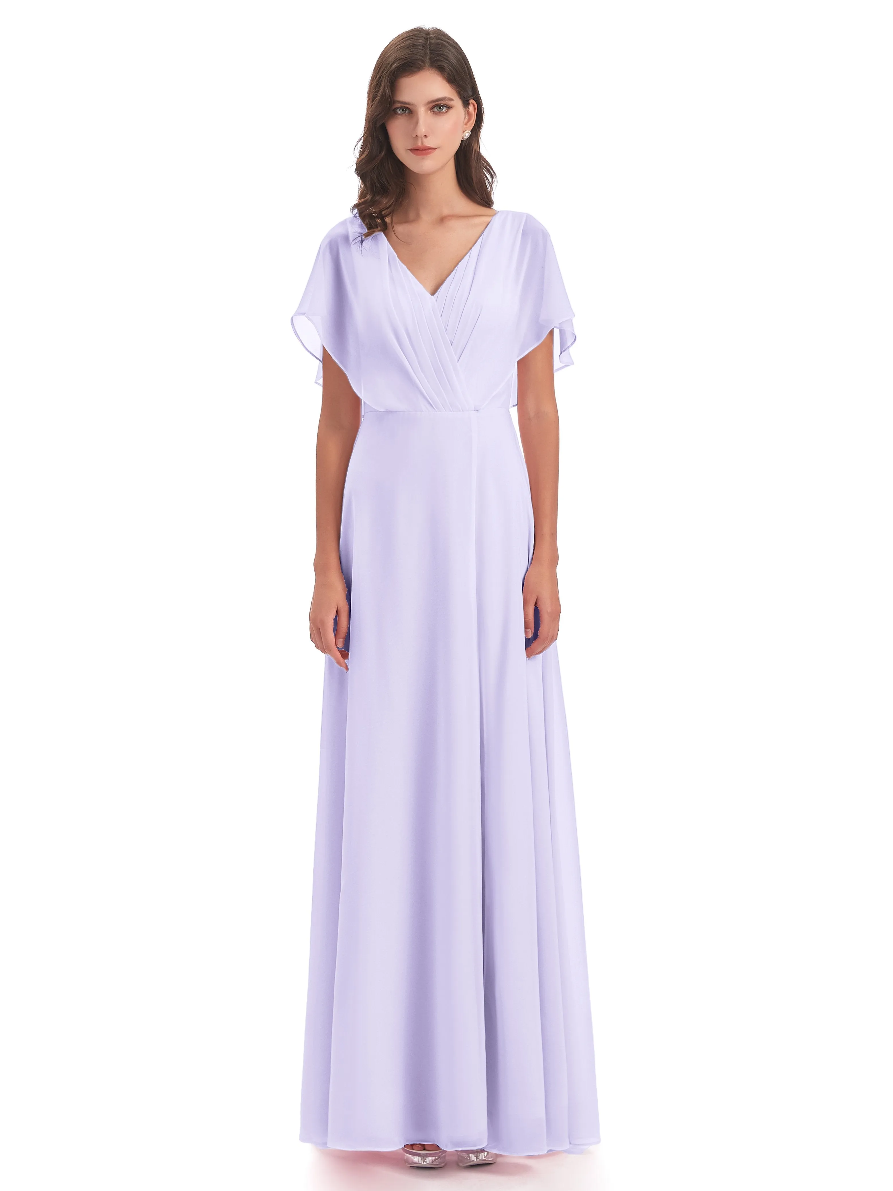 Emily Modest Chiffon Split Long Bridesmaid Dresses