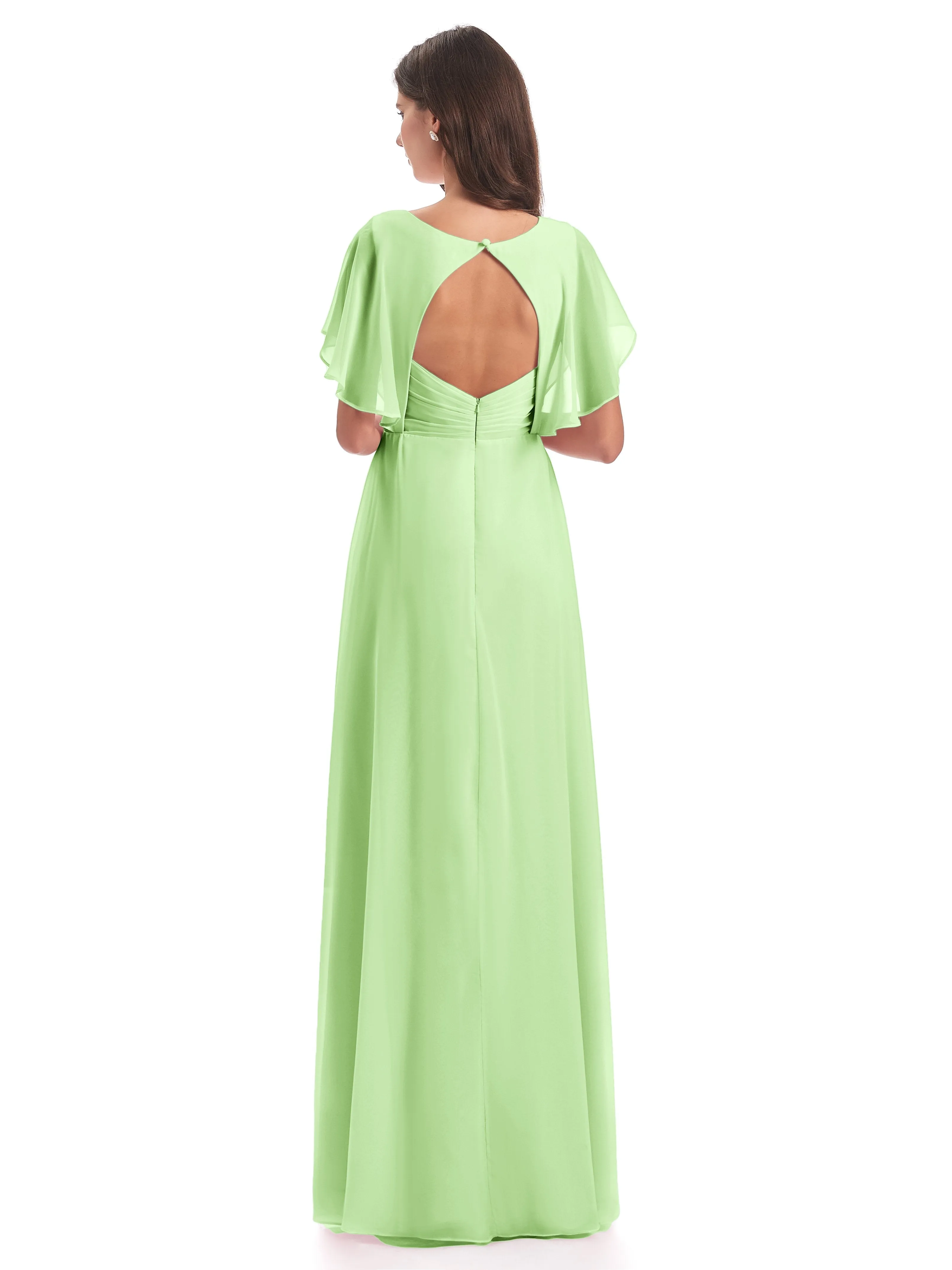 Emily Modest Chiffon Split Long Bridesmaid Dresses