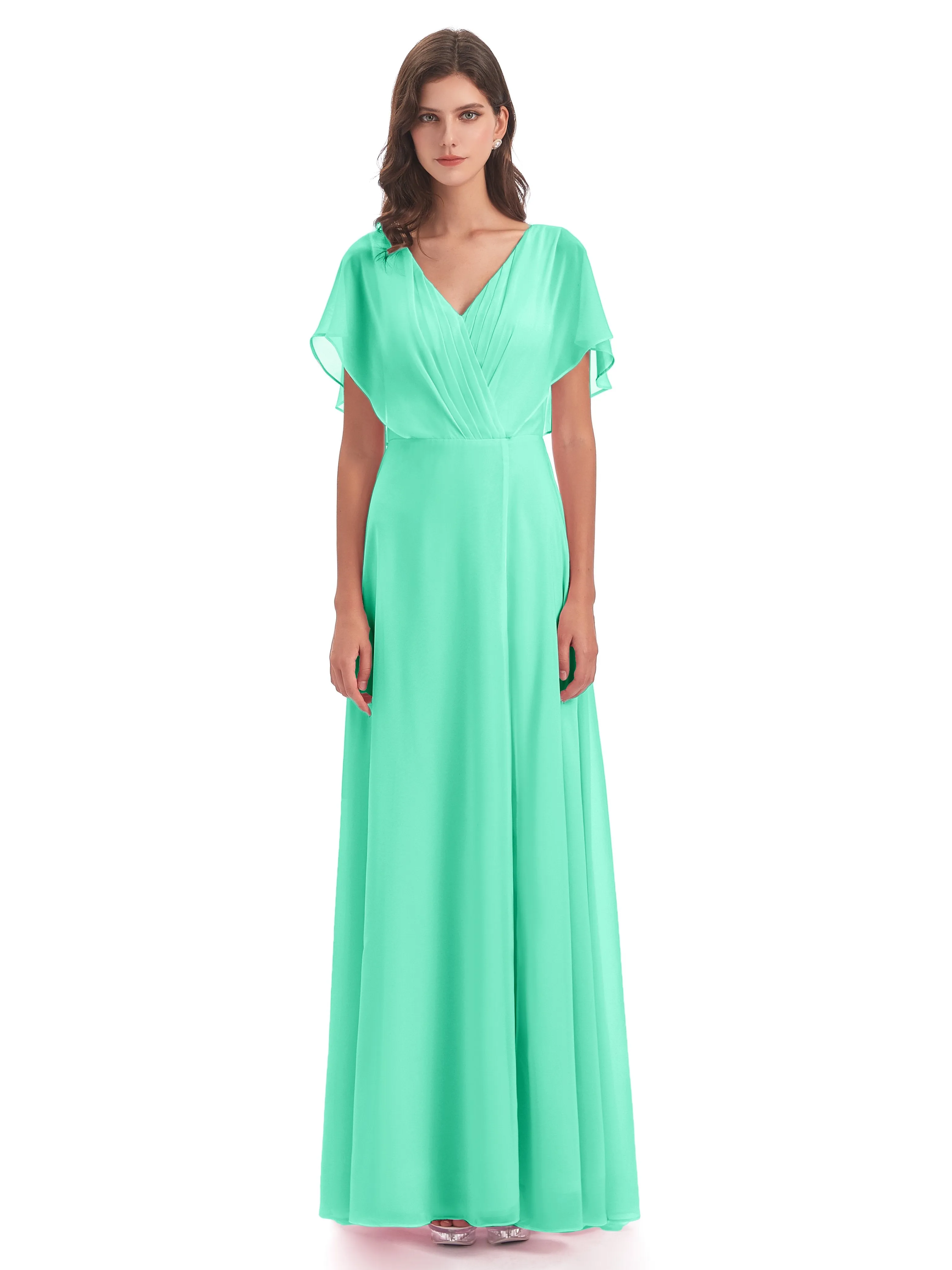 Emily Modest Chiffon Split Long Bridesmaid Dresses