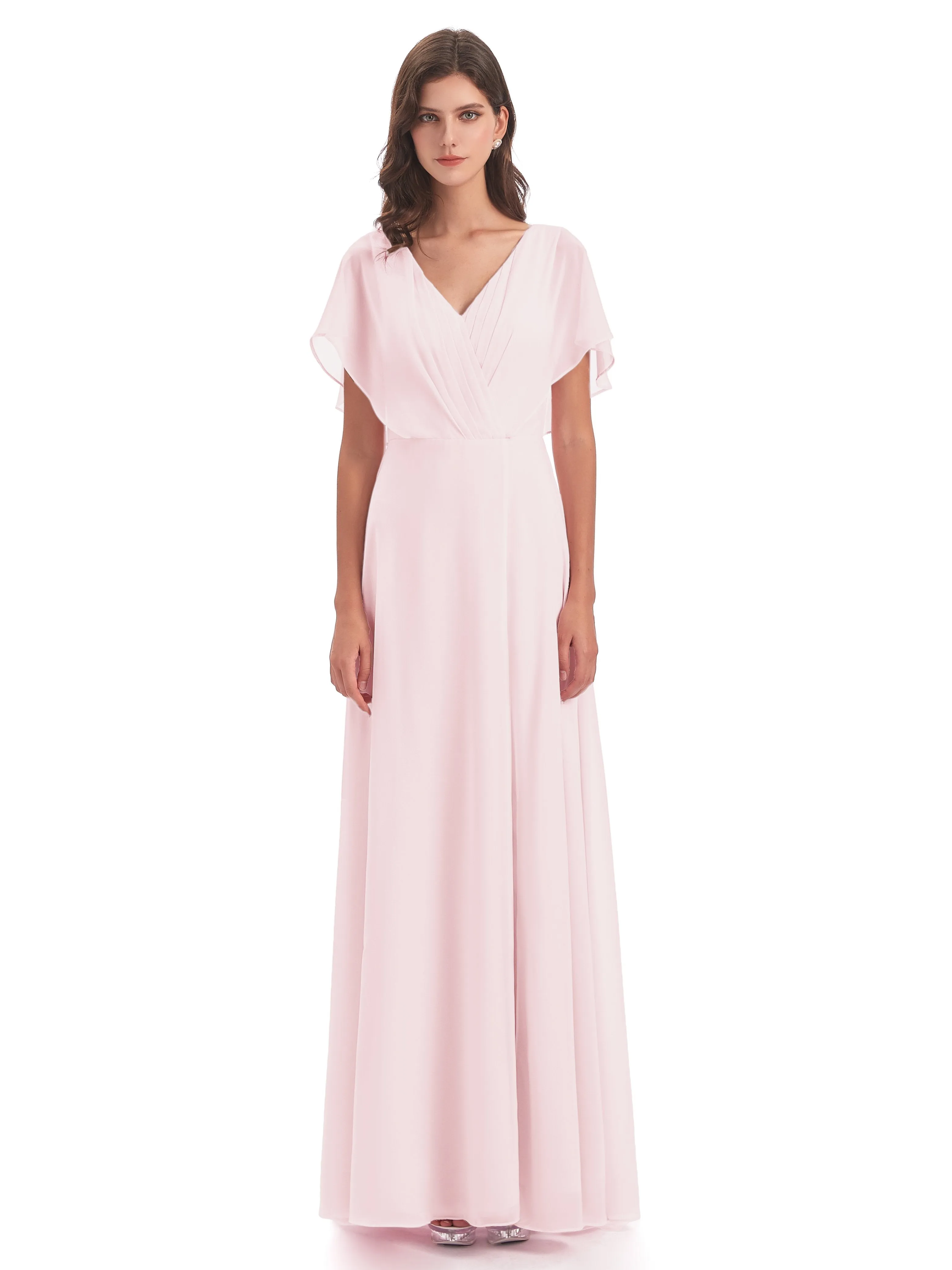 Emily Modest Chiffon Split Long Bridesmaid Dresses