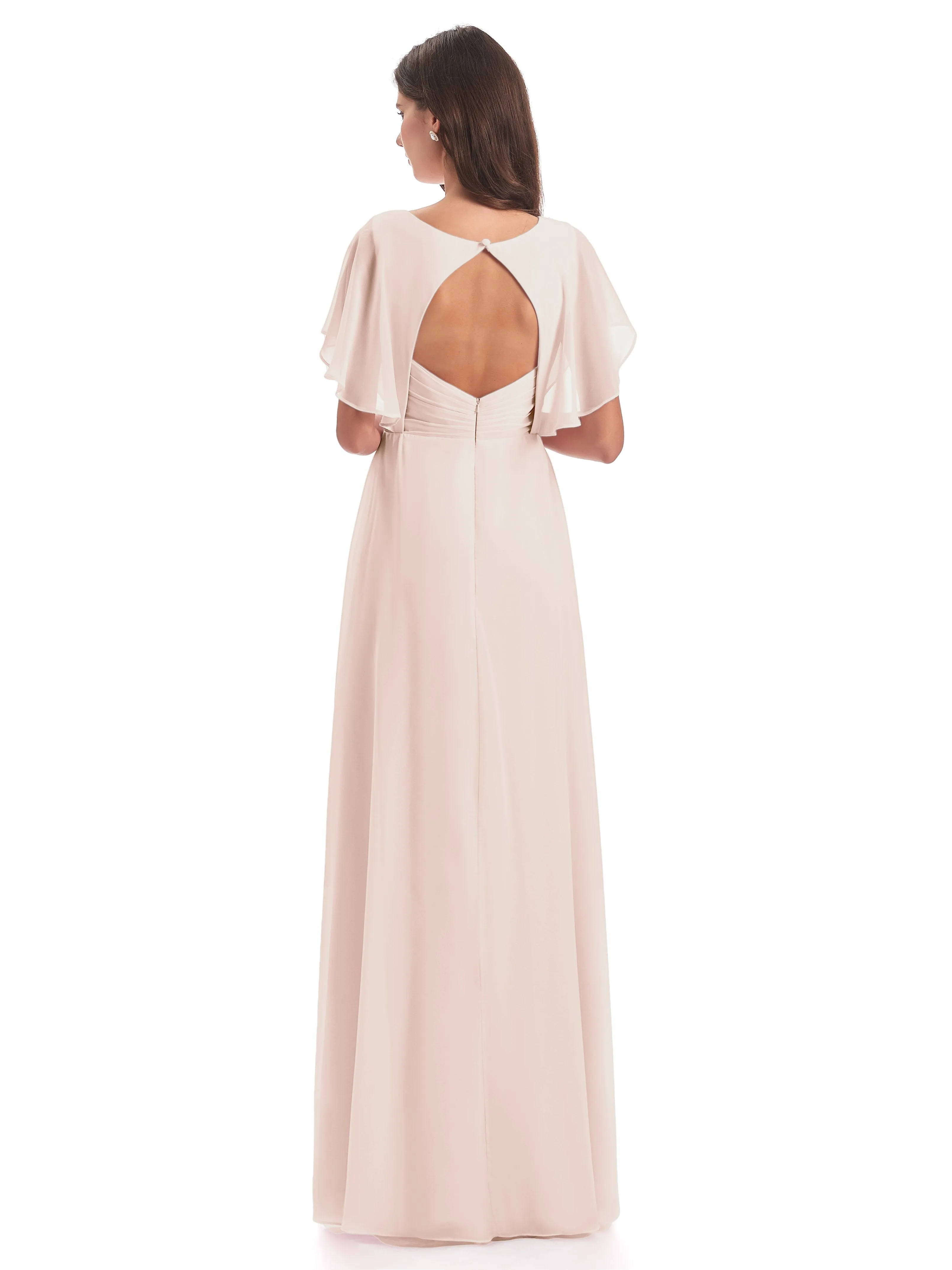 Emily Modest Chiffon Split Long Bridesmaid Dresses