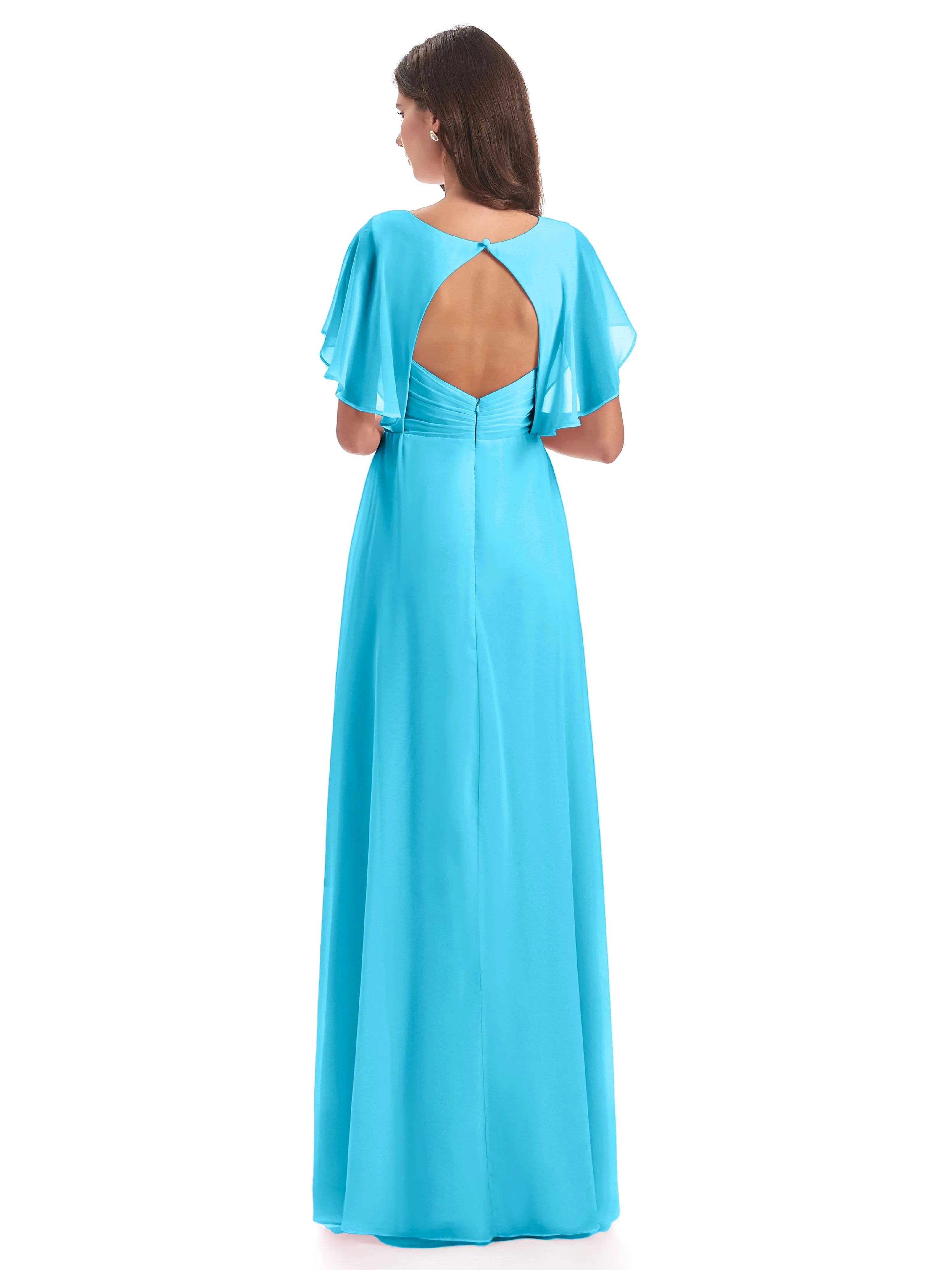 Emily Modest Chiffon Split Long Bridesmaid Dresses