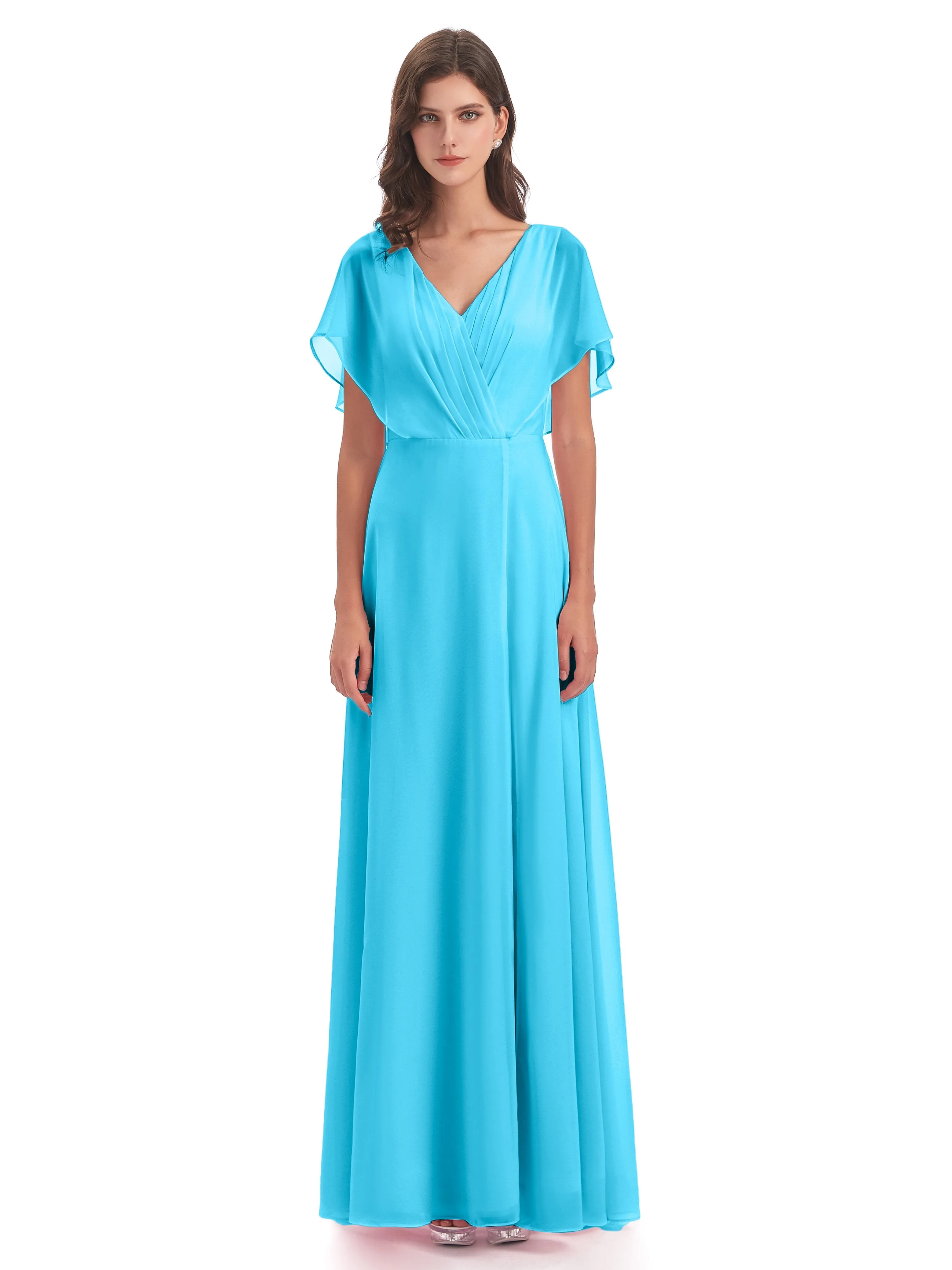 Emily Modest Chiffon Split Long Bridesmaid Dresses