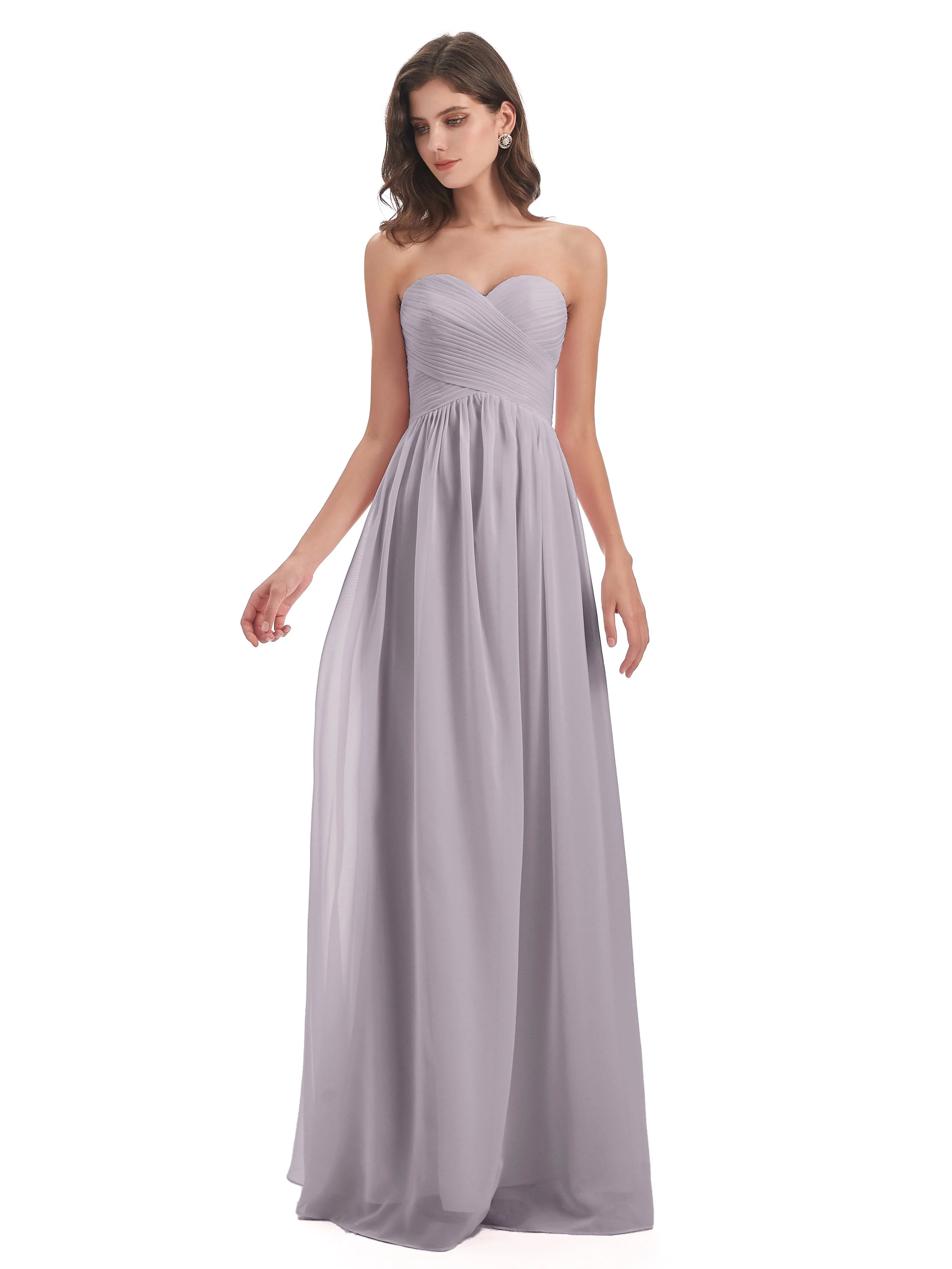 Esmae Sweetheart Sleeveless Long Chiffon Bridesmaid Dresses