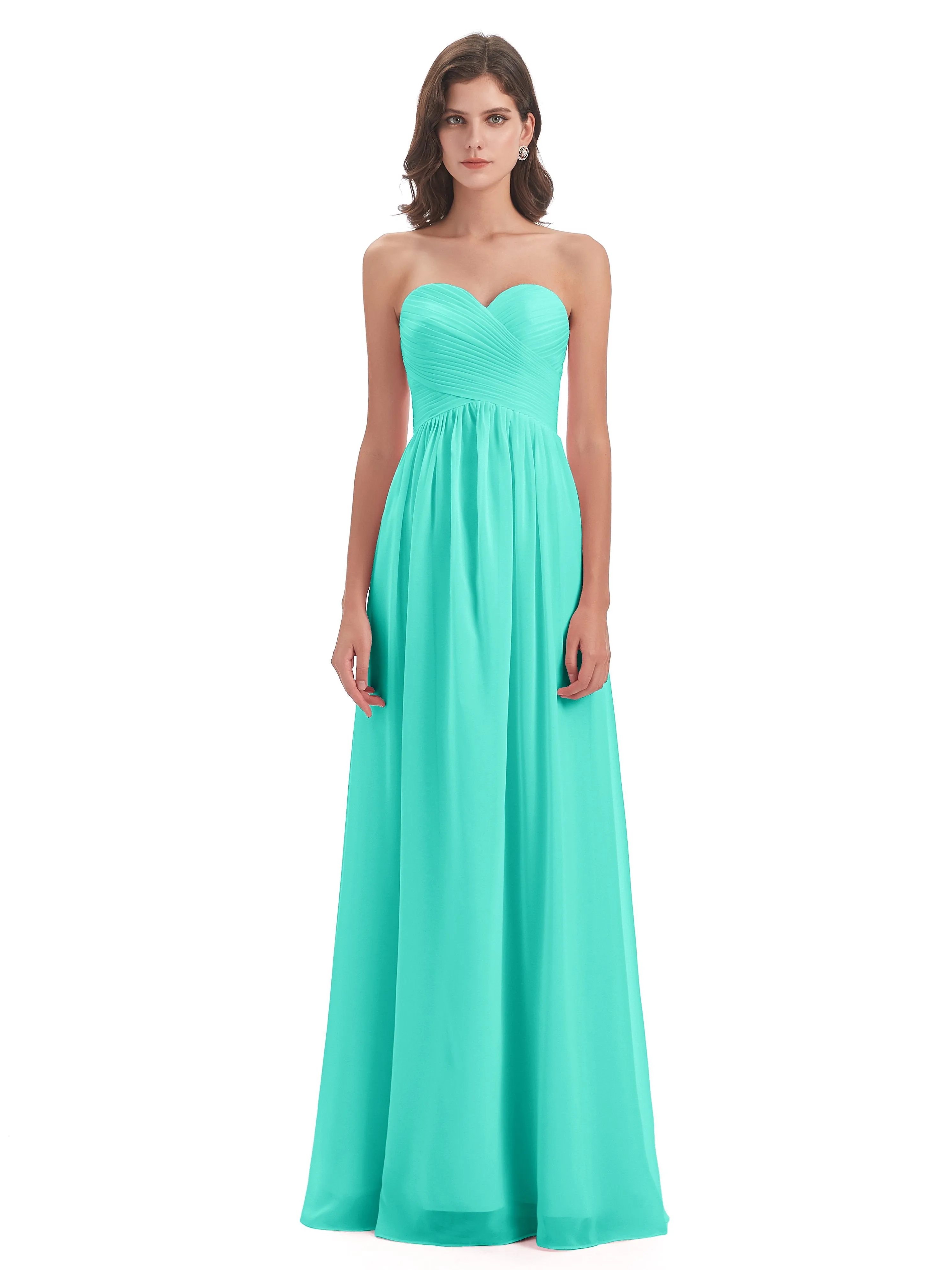 Esmae Sweetheart Sleeveless Long Chiffon Bridesmaid Dresses