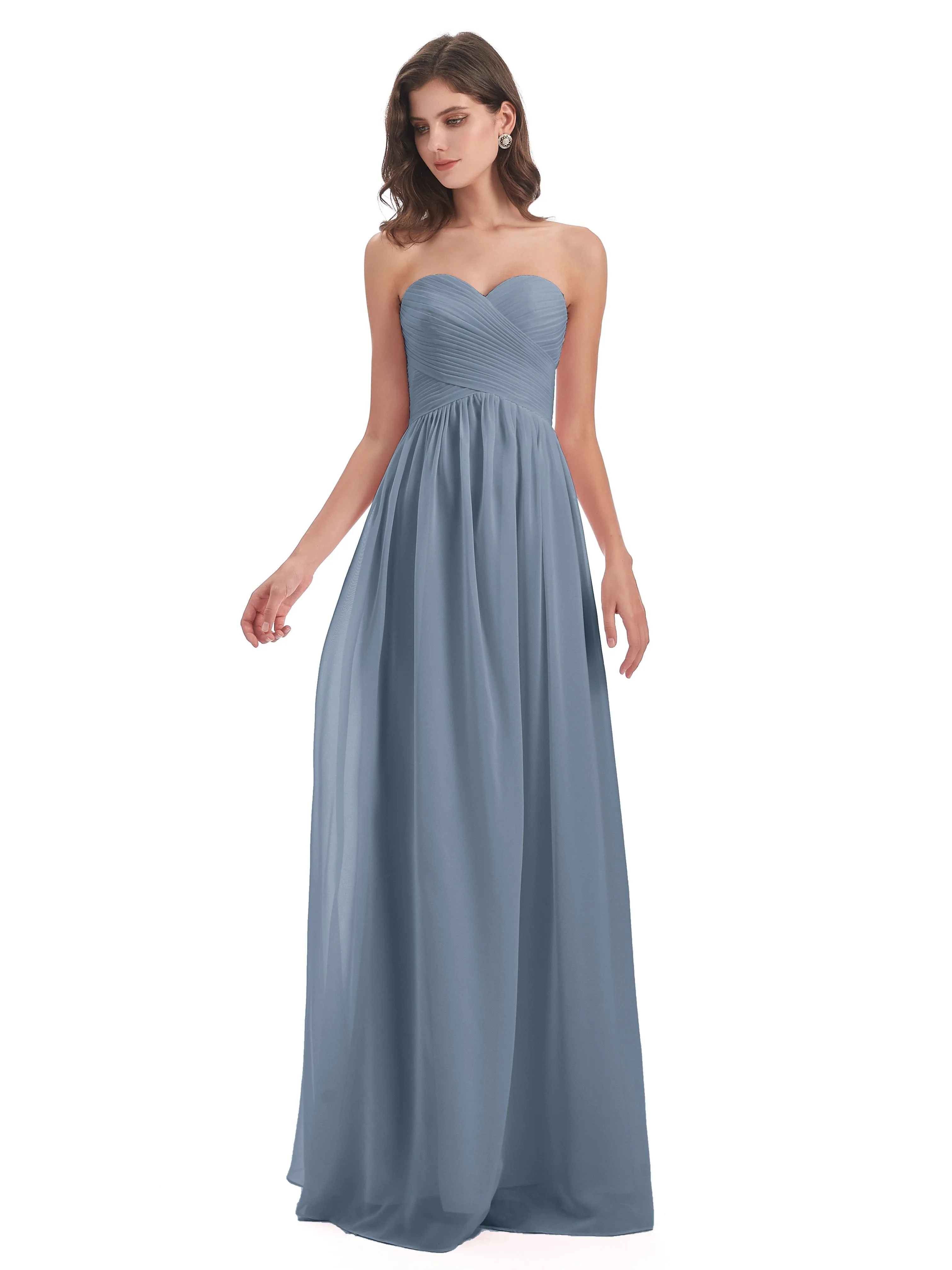 Esmae Sweetheart Sleeveless Long Chiffon Bridesmaid Dresses