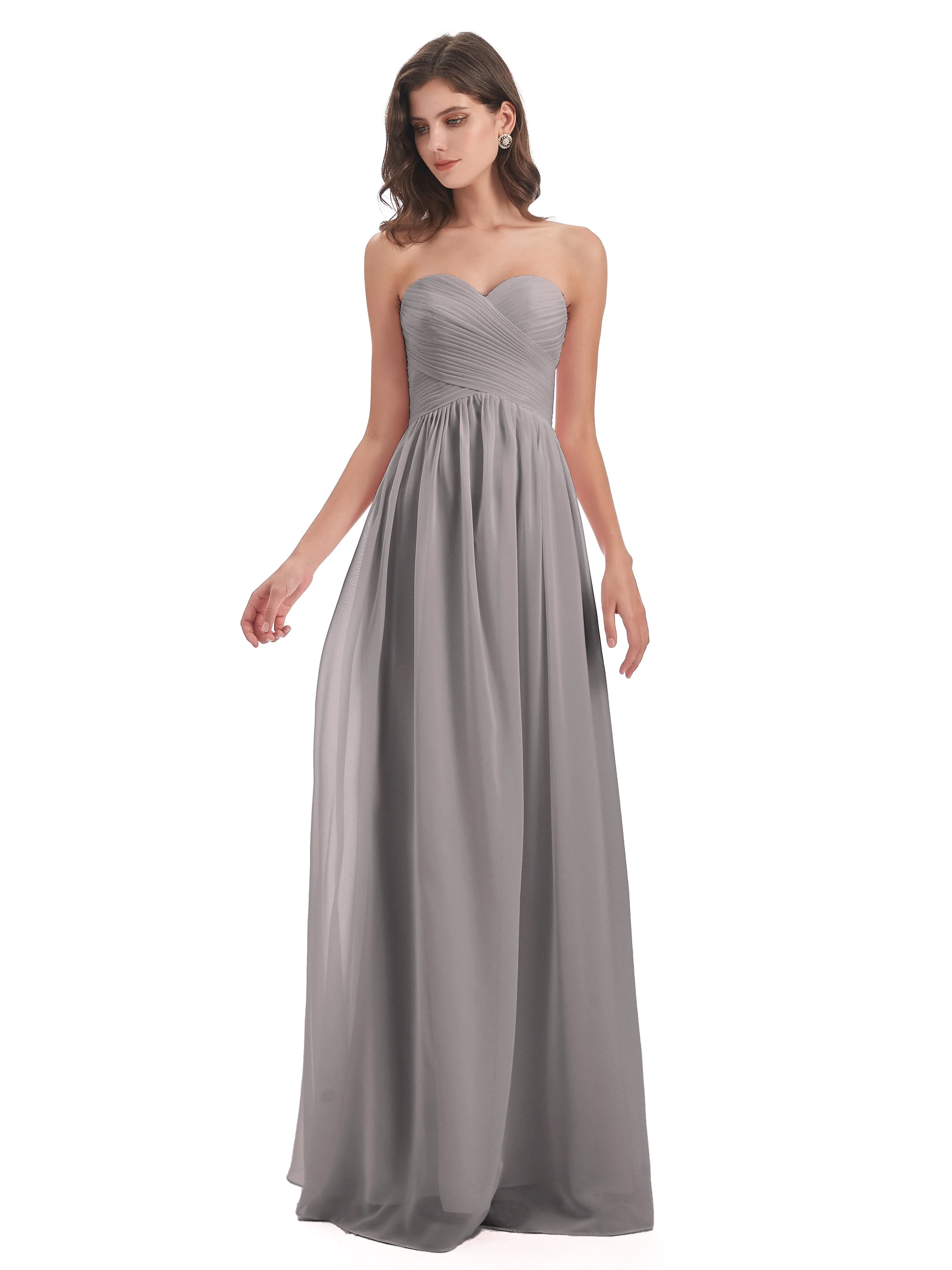 Esmae Sweetheart Sleeveless Long Chiffon Bridesmaid Dresses