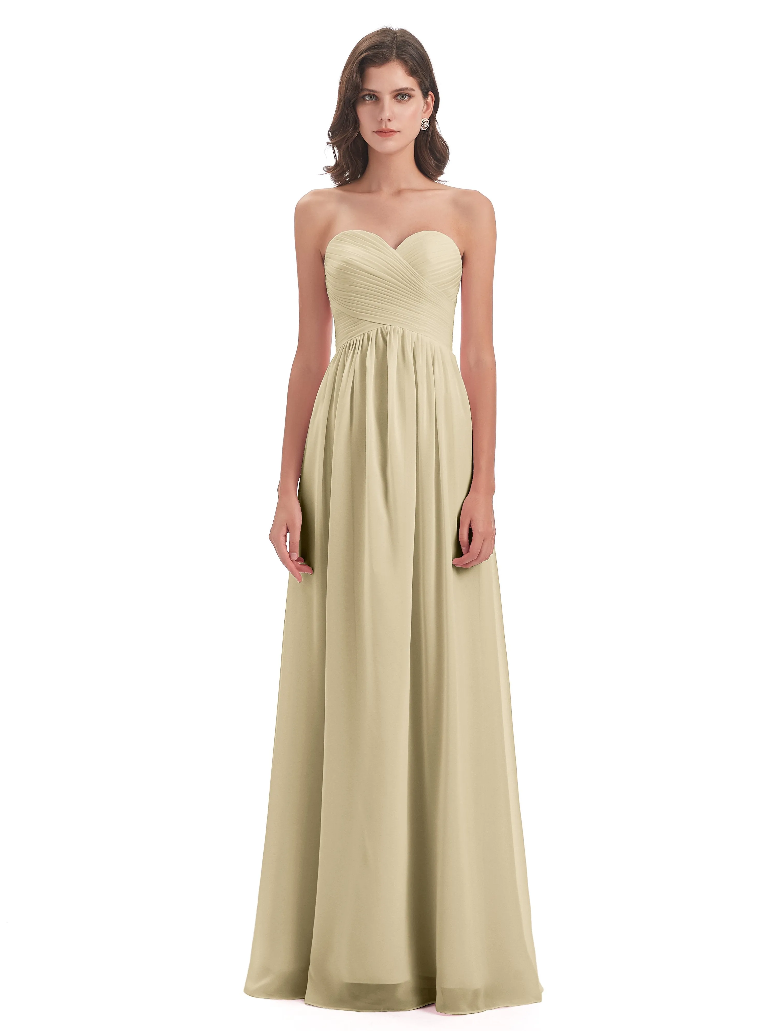 Esmae Sweetheart Sleeveless Long Chiffon Bridesmaid Dresses