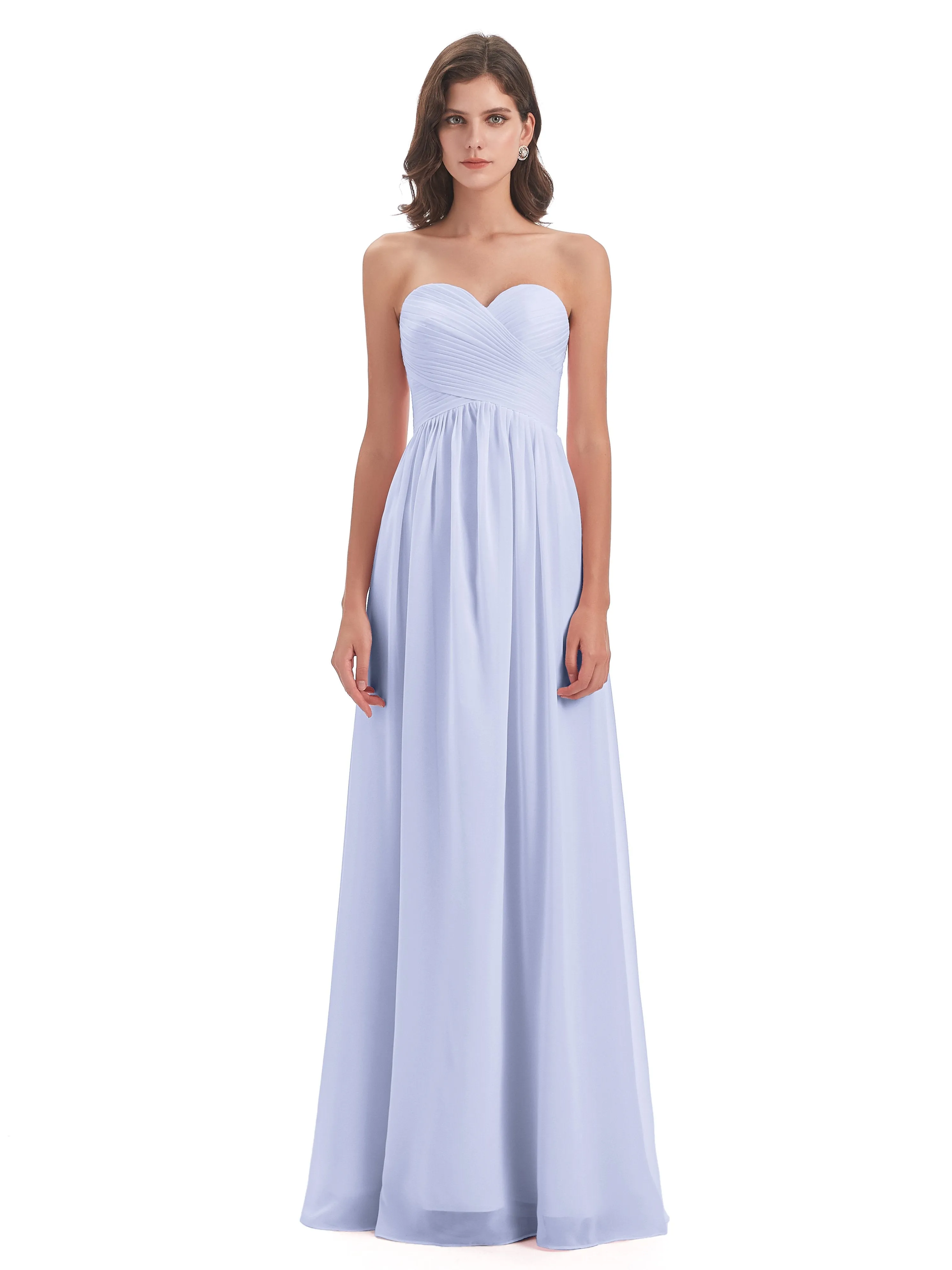 Esmae Sweetheart Sleeveless Long Chiffon Bridesmaid Dresses