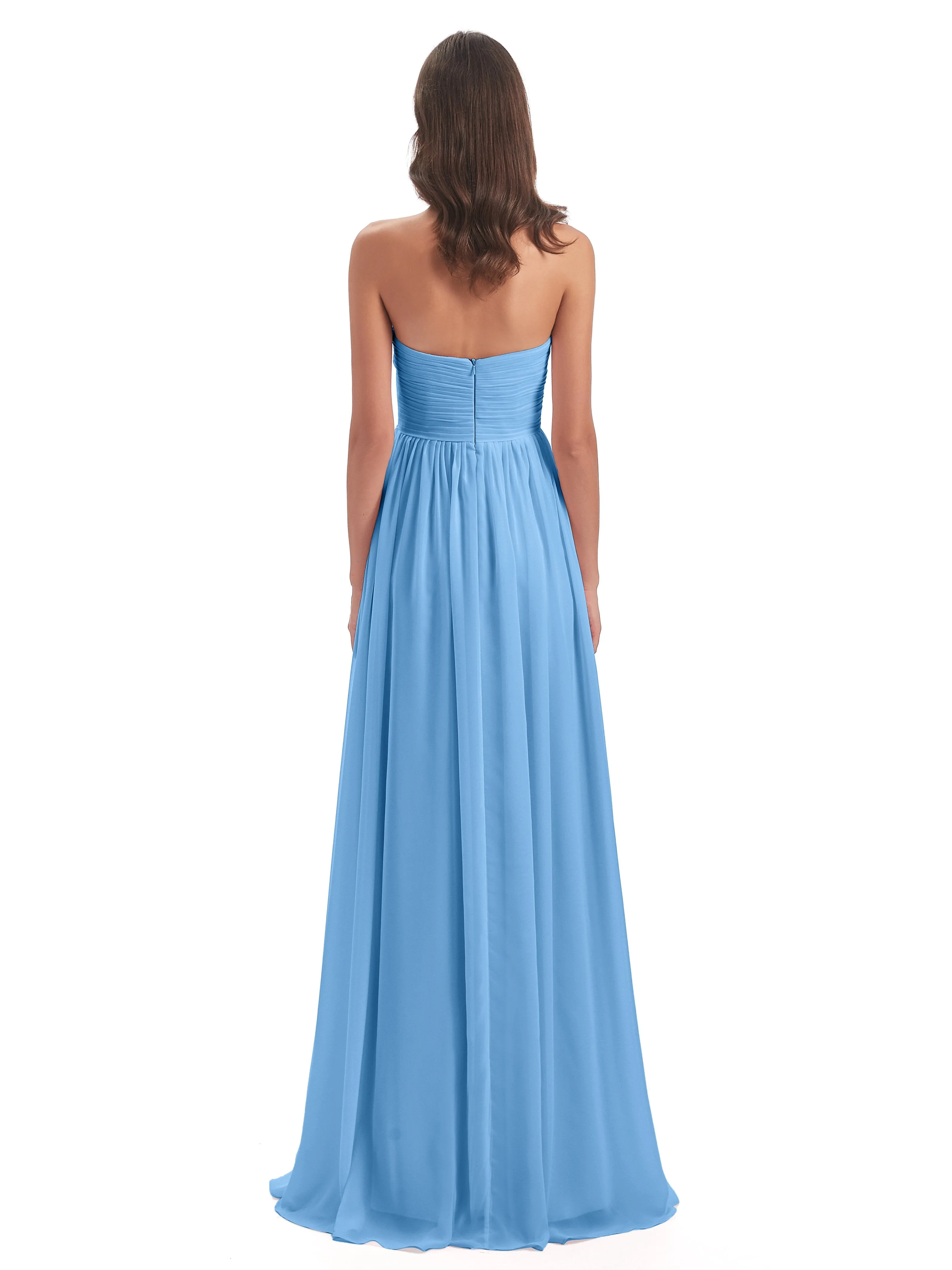 Esmae Sweetheart Sleeveless Long Chiffon Bridesmaid Dresses