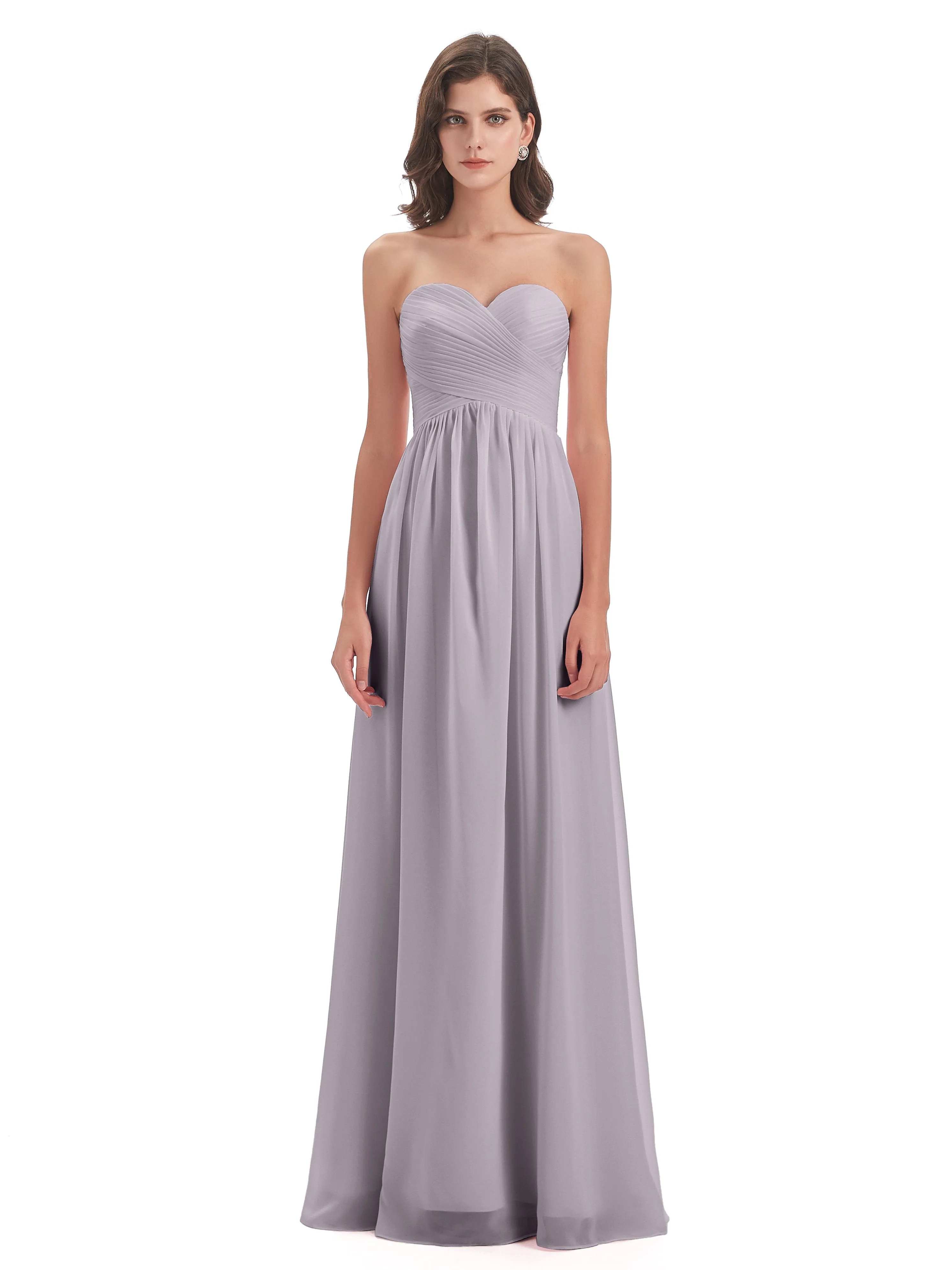 Esmae Sweetheart Sleeveless Long Chiffon Bridesmaid Dresses