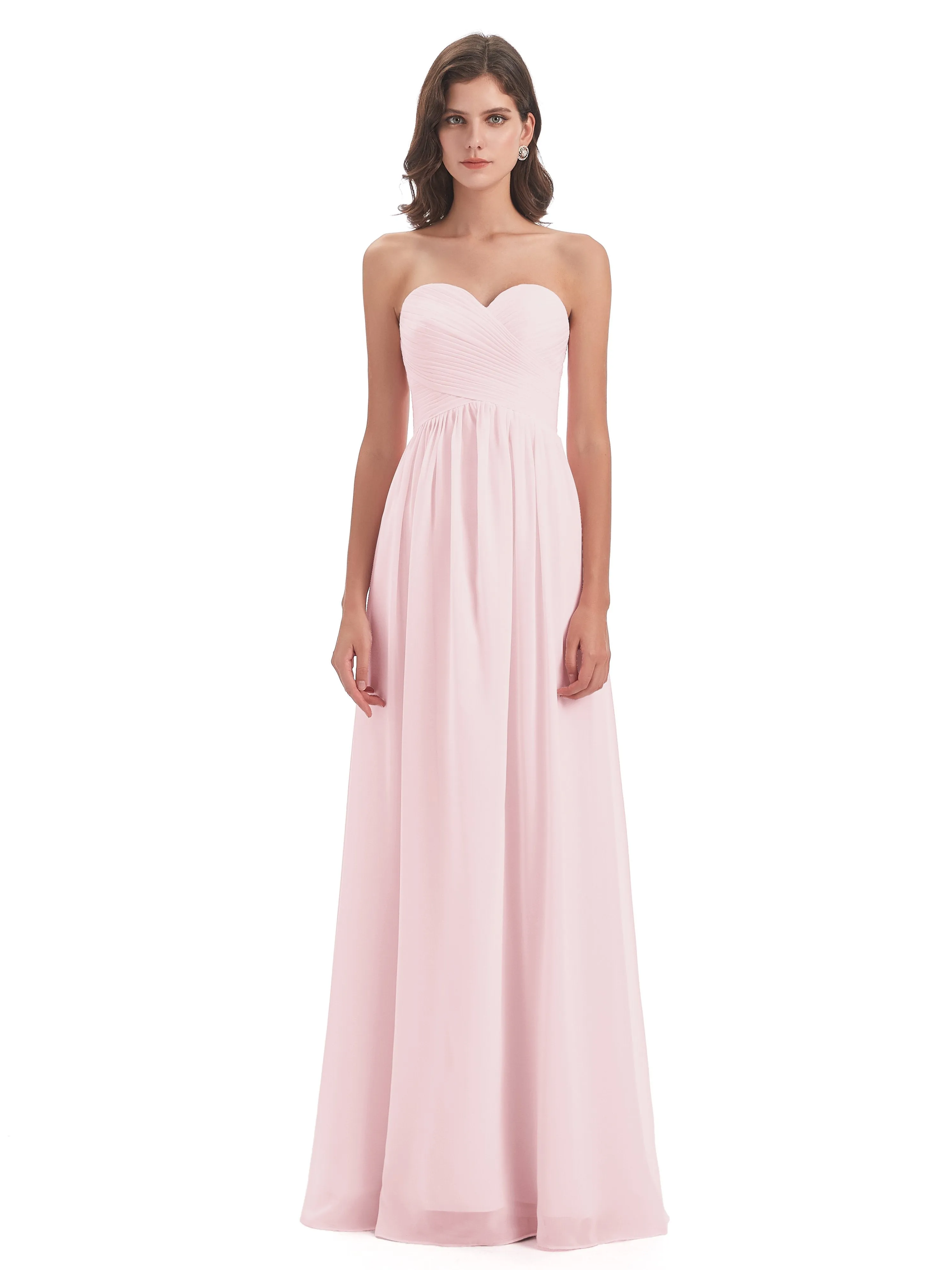 Esmae Sweetheart Sleeveless Long Chiffon Bridesmaid Dresses