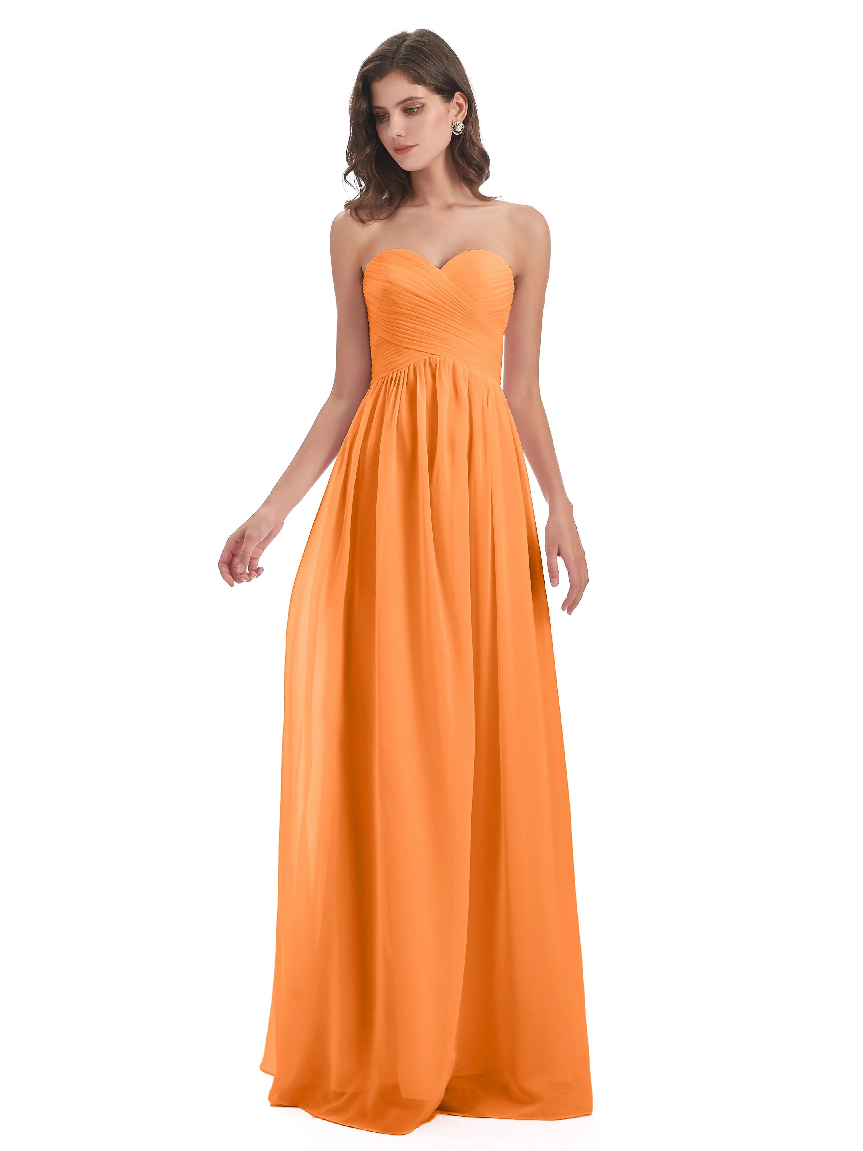 Esmae Sweetheart Sleeveless Long Chiffon Bridesmaid Dresses