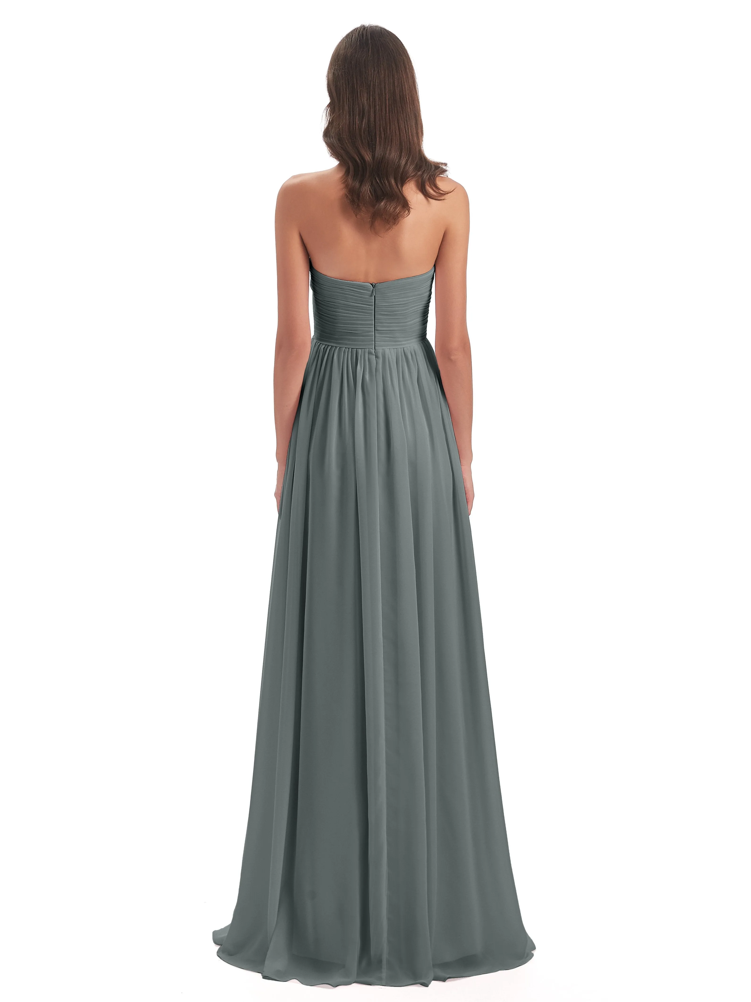 Esmae Sweetheart Sleeveless Long Chiffon Bridesmaid Dresses