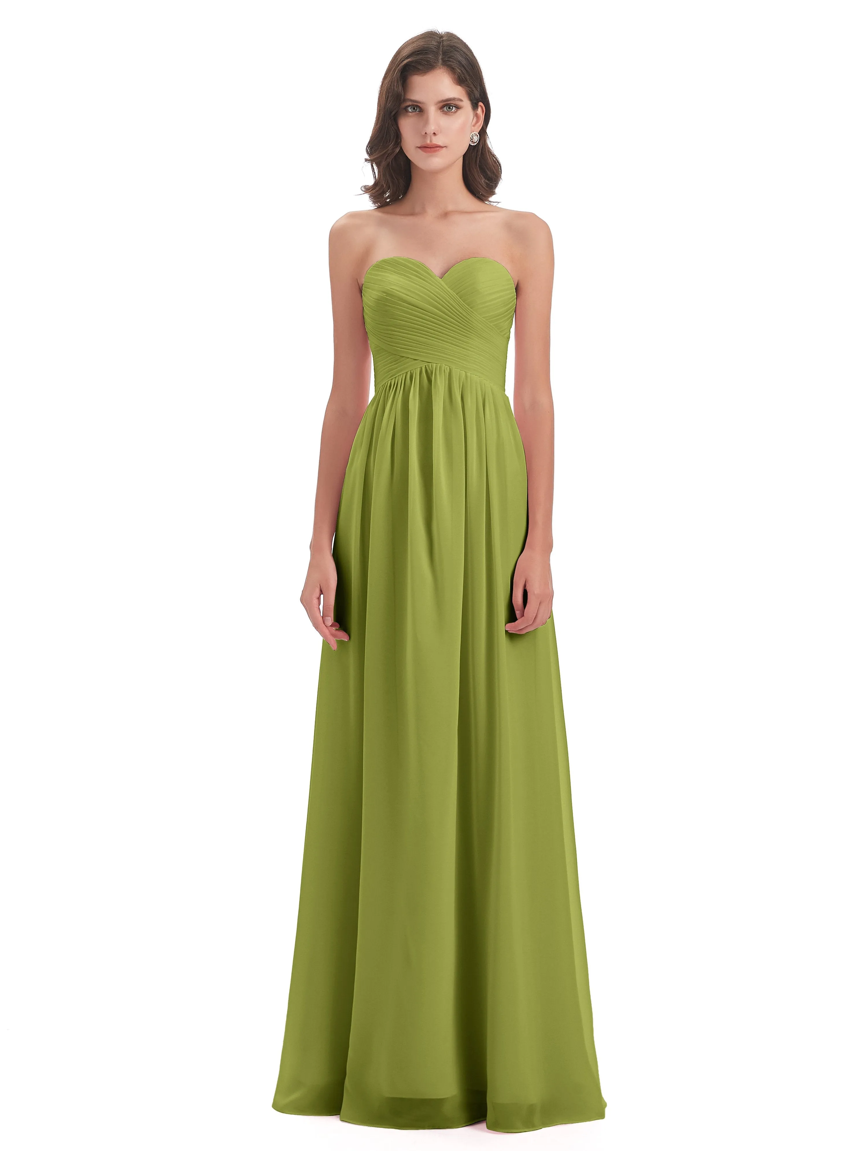 Esmae Sweetheart Sleeveless Long Chiffon Bridesmaid Dresses