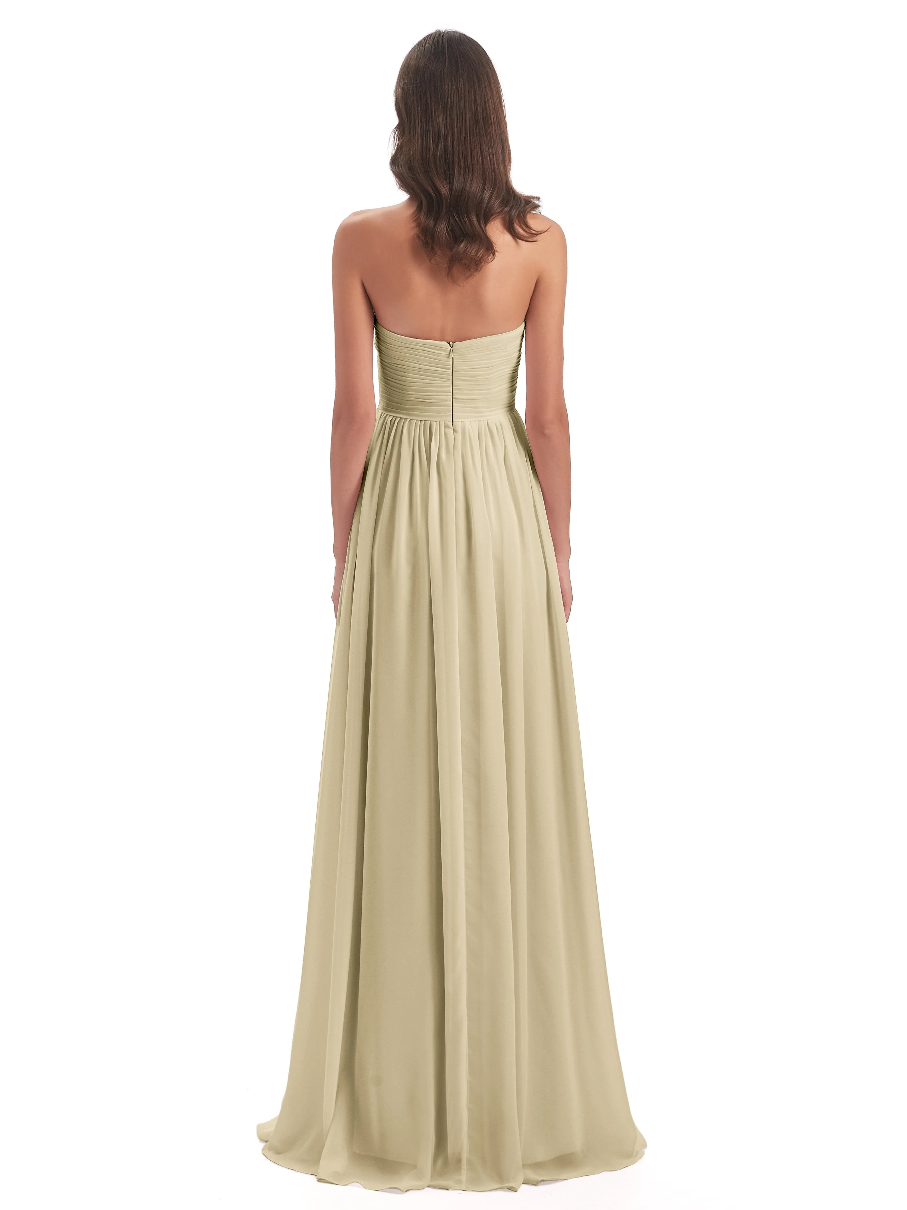 Esmae Sweetheart Sleeveless Long Chiffon Bridesmaid Dresses