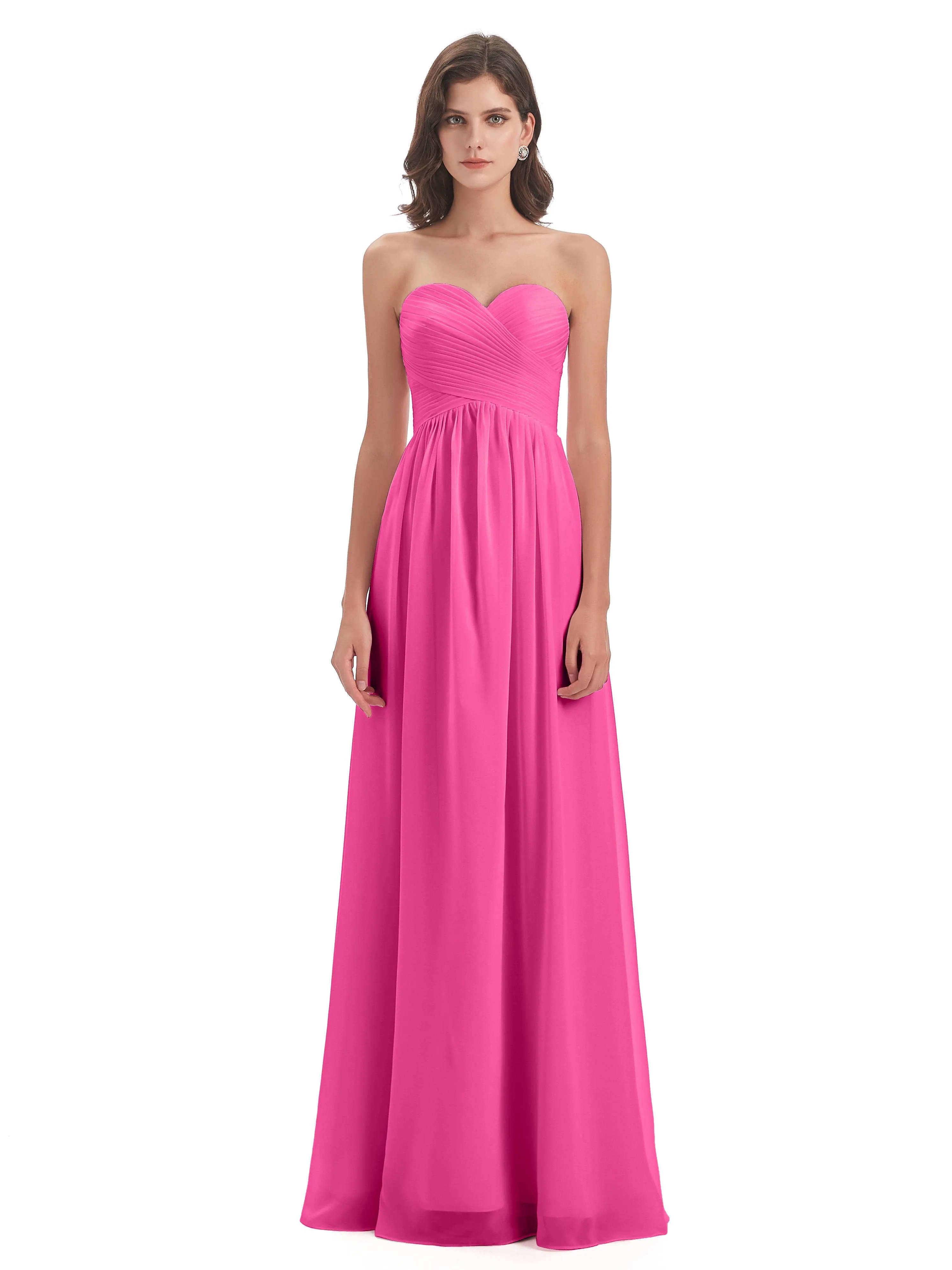 Esmae Sweetheart Sleeveless Long Chiffon Bridesmaid Dresses