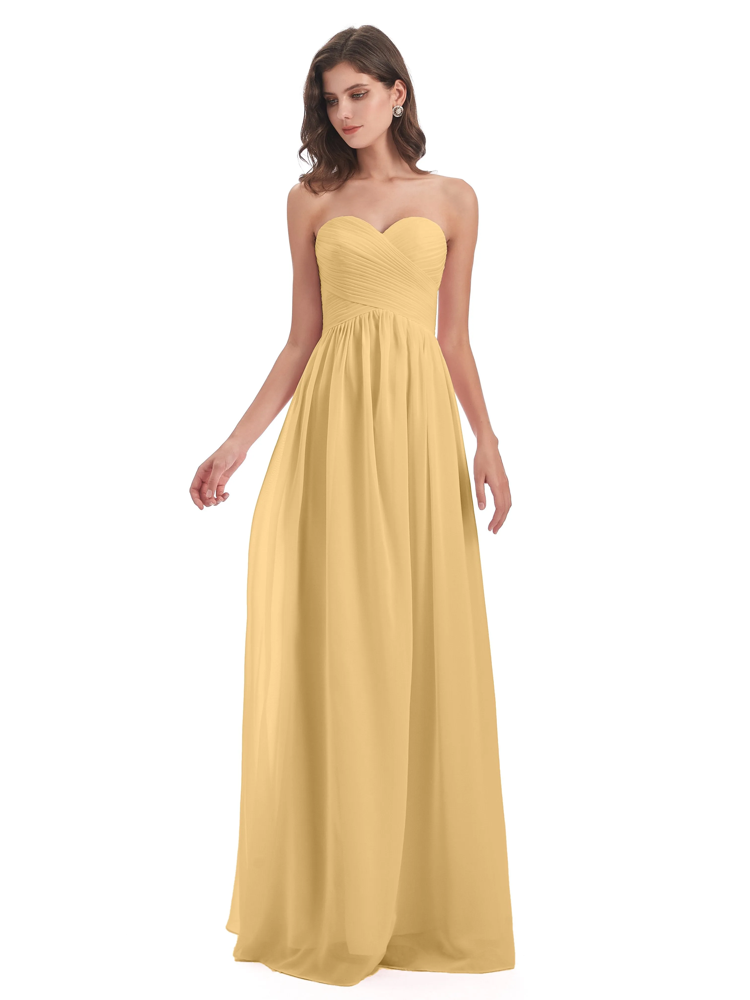 Esmae Sweetheart Sleeveless Long Chiffon Bridesmaid Dresses