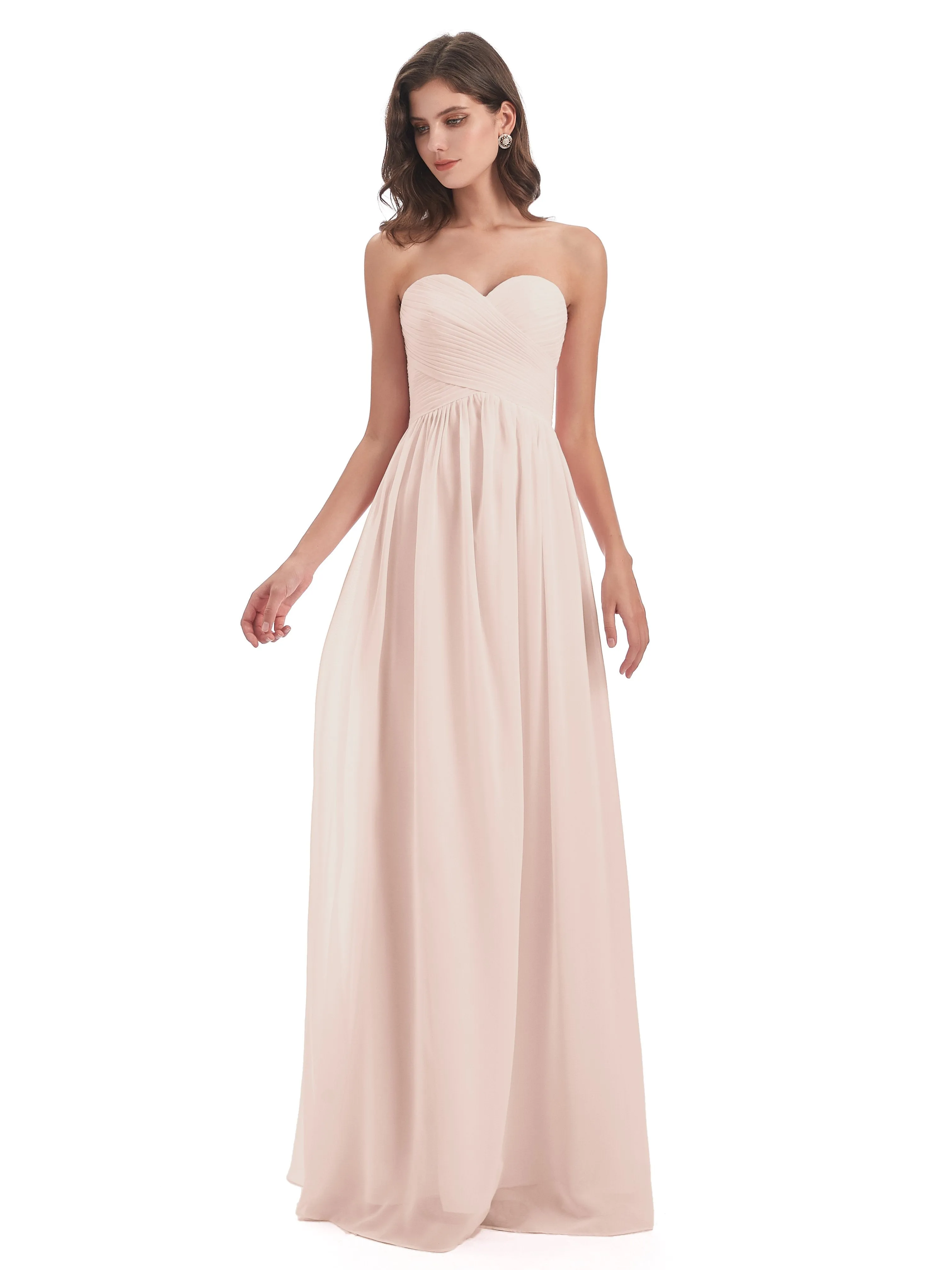 Esmae Sweetheart Sleeveless Long Chiffon Bridesmaid Dresses