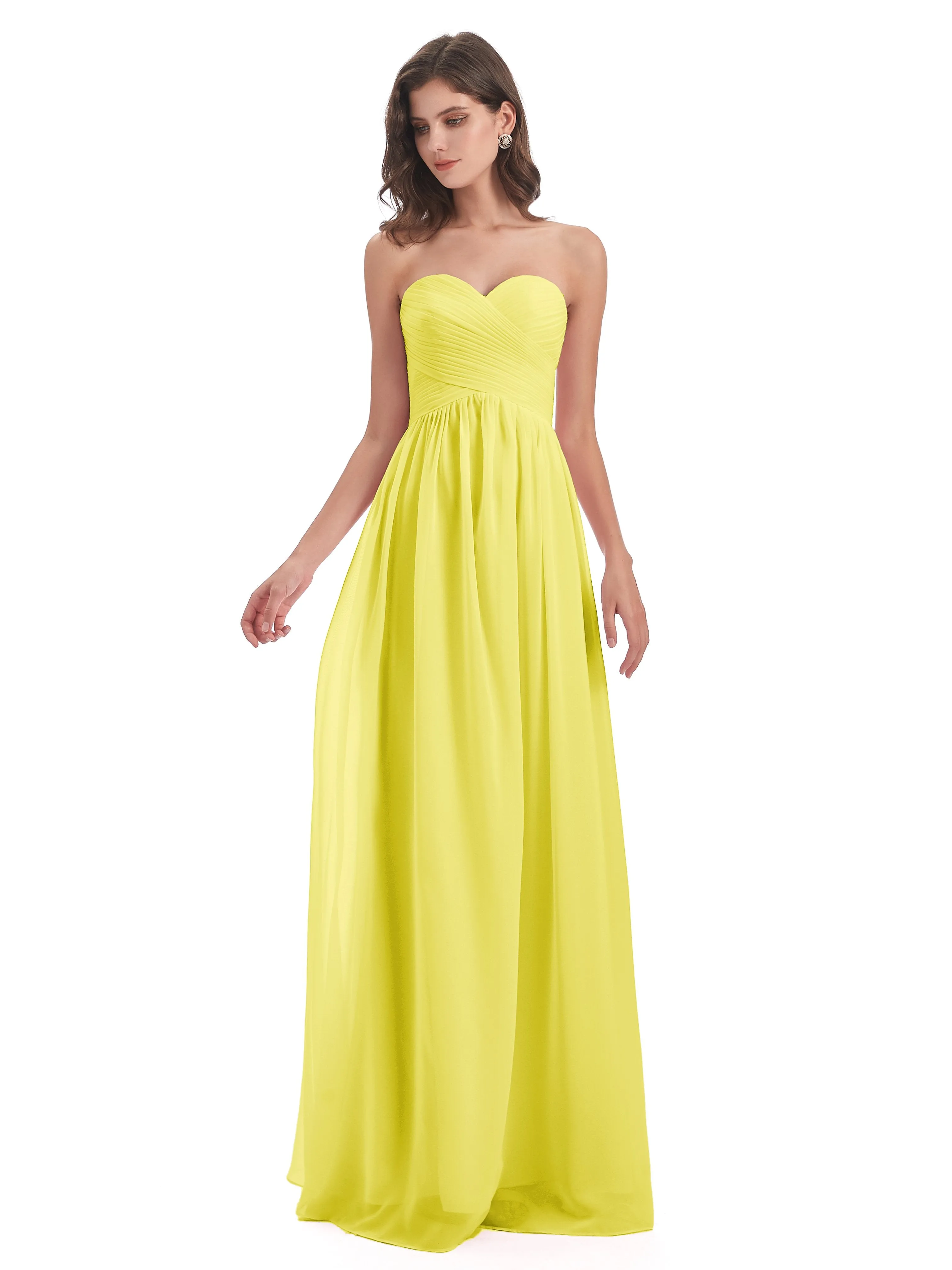 Esmae Sweetheart Sleeveless Long Chiffon Bridesmaid Dresses