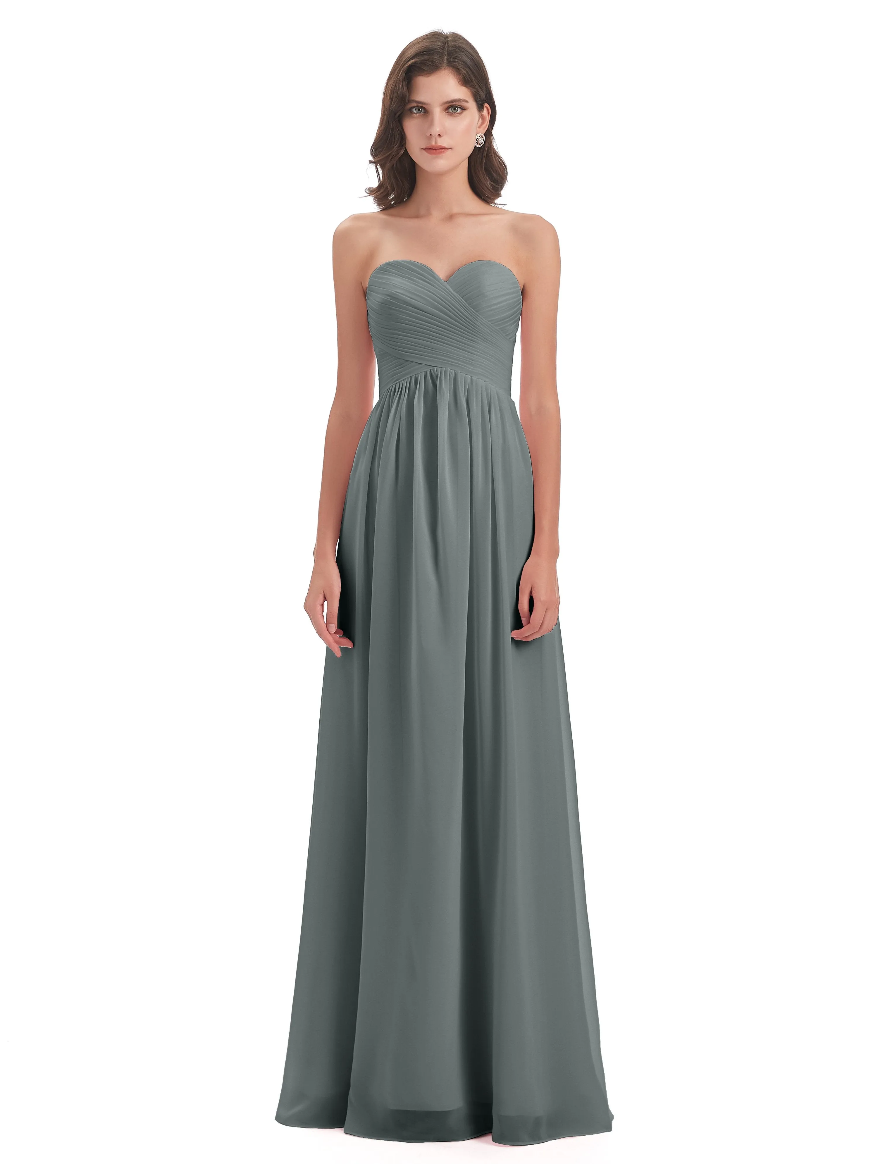 Esmae Sweetheart Sleeveless Long Chiffon Bridesmaid Dresses