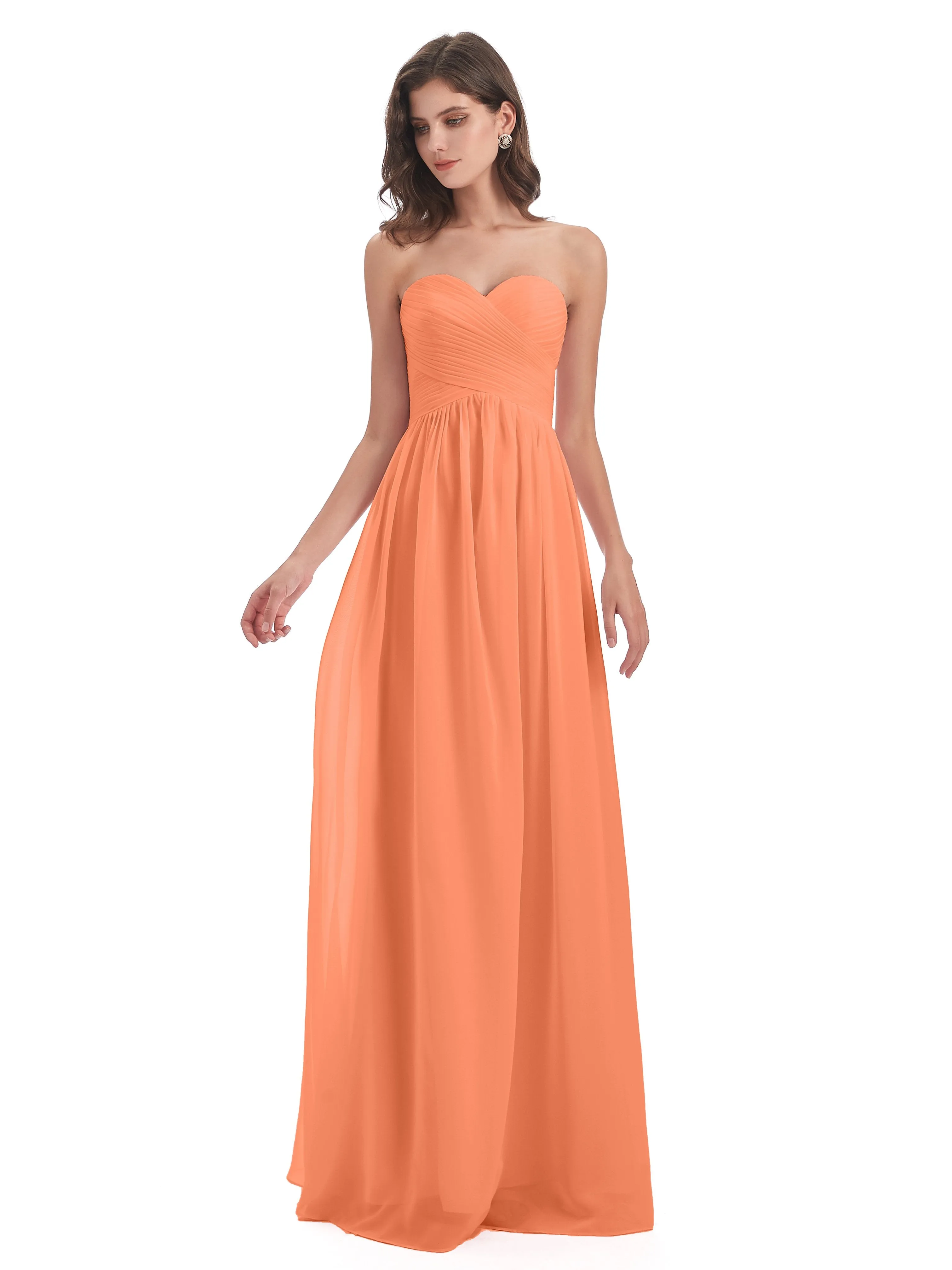 Esmae Sweetheart Sleeveless Long Chiffon Bridesmaid Dresses