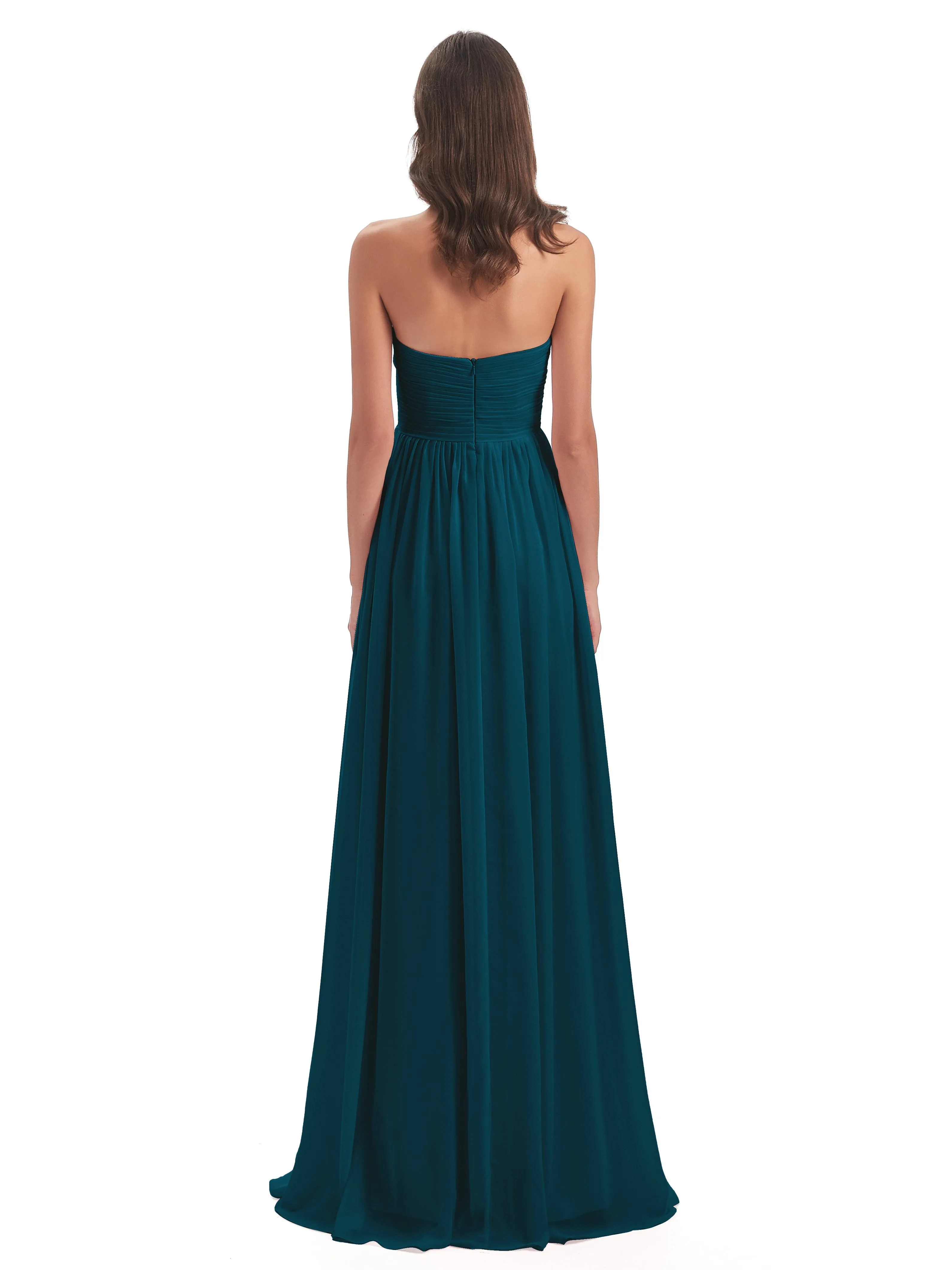 Esmae Sweetheart Sleeveless Long Chiffon Bridesmaid Dresses