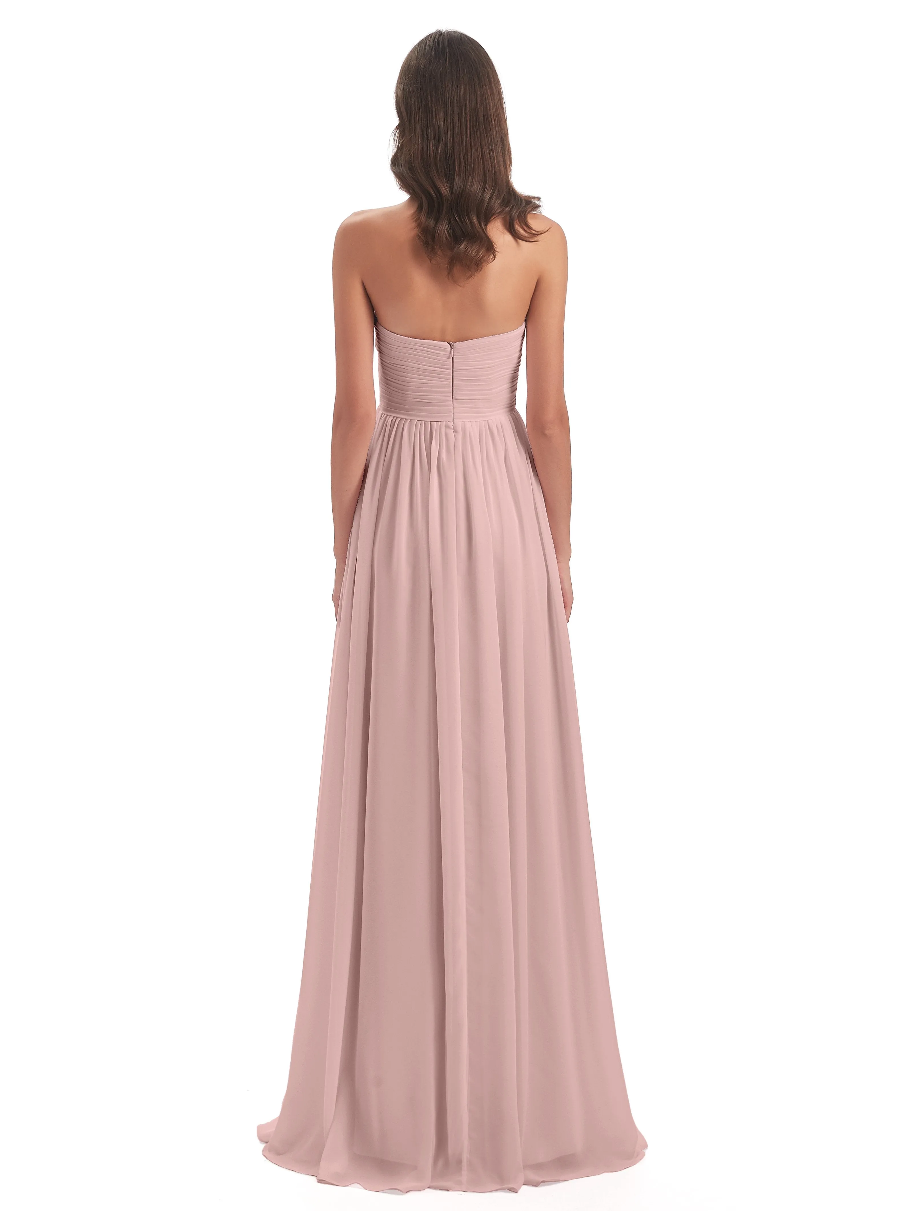 Esmae Sweetheart Sleeveless Long Chiffon Bridesmaid Dresses