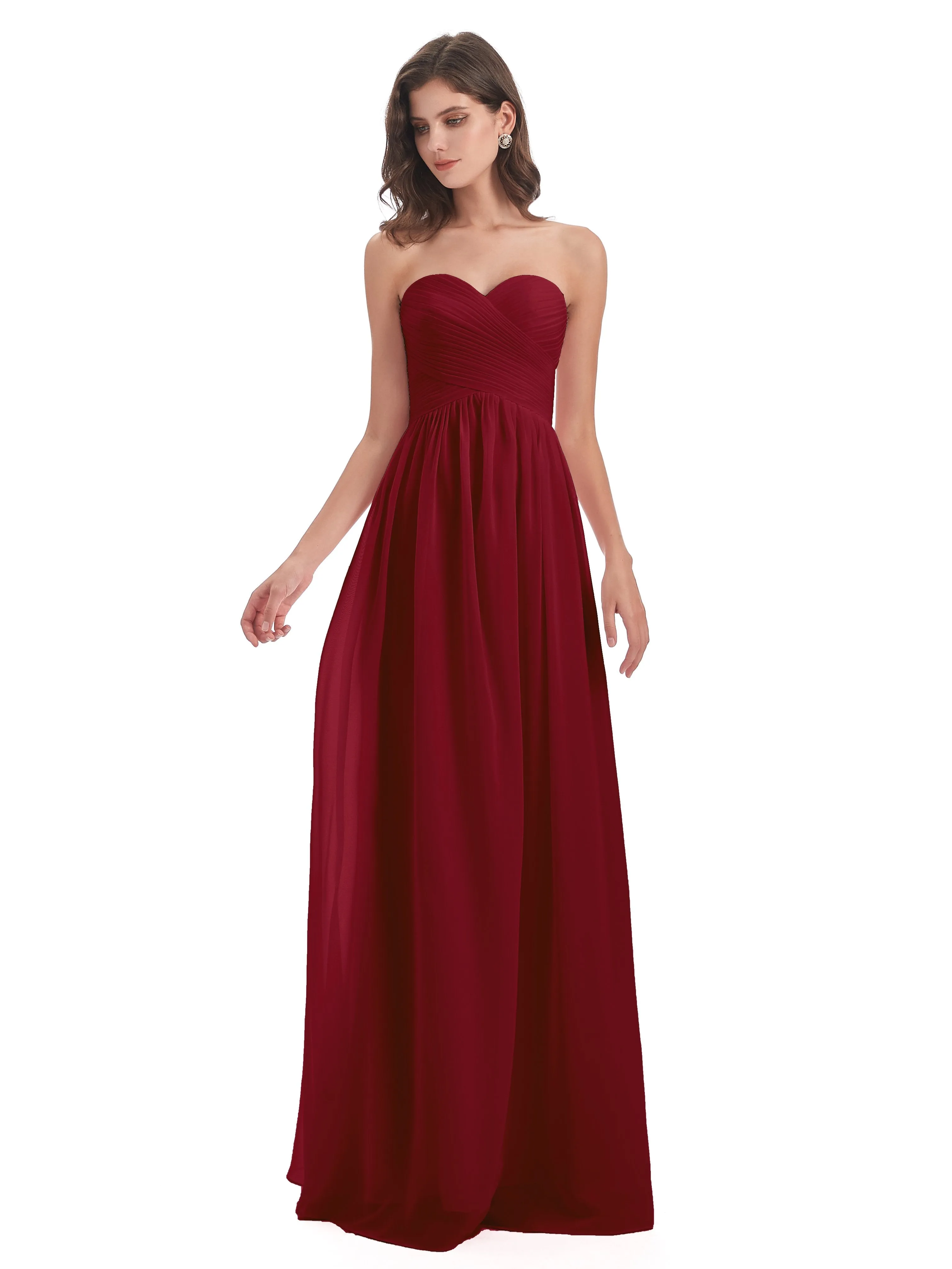 Esmae Sweetheart Sleeveless Long Chiffon Bridesmaid Dresses