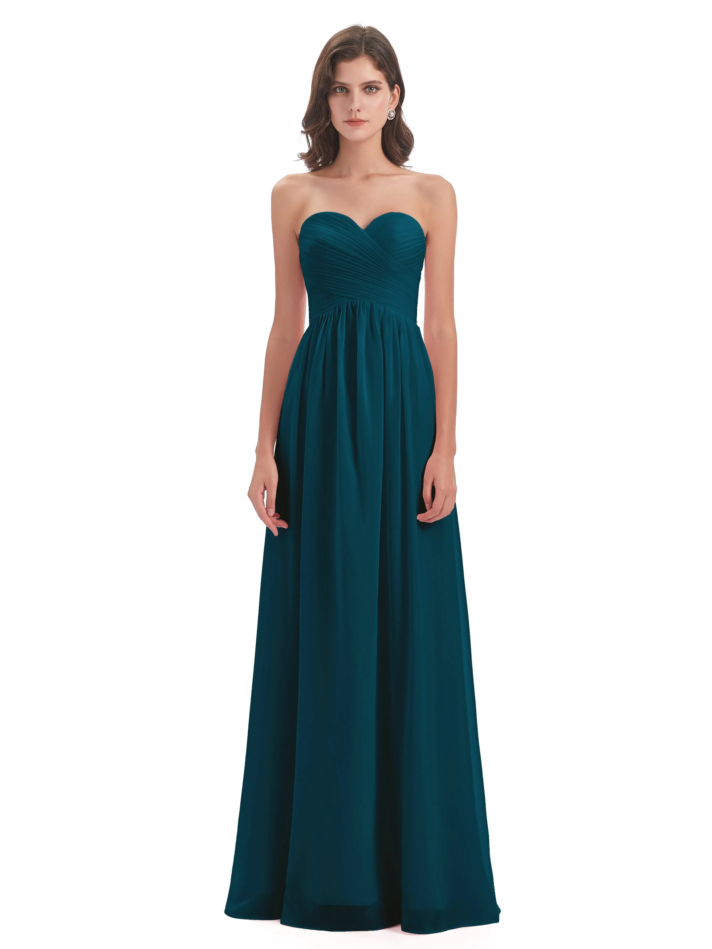 Esmae Sweetheart Sleeveless Long Chiffon Bridesmaid Dresses