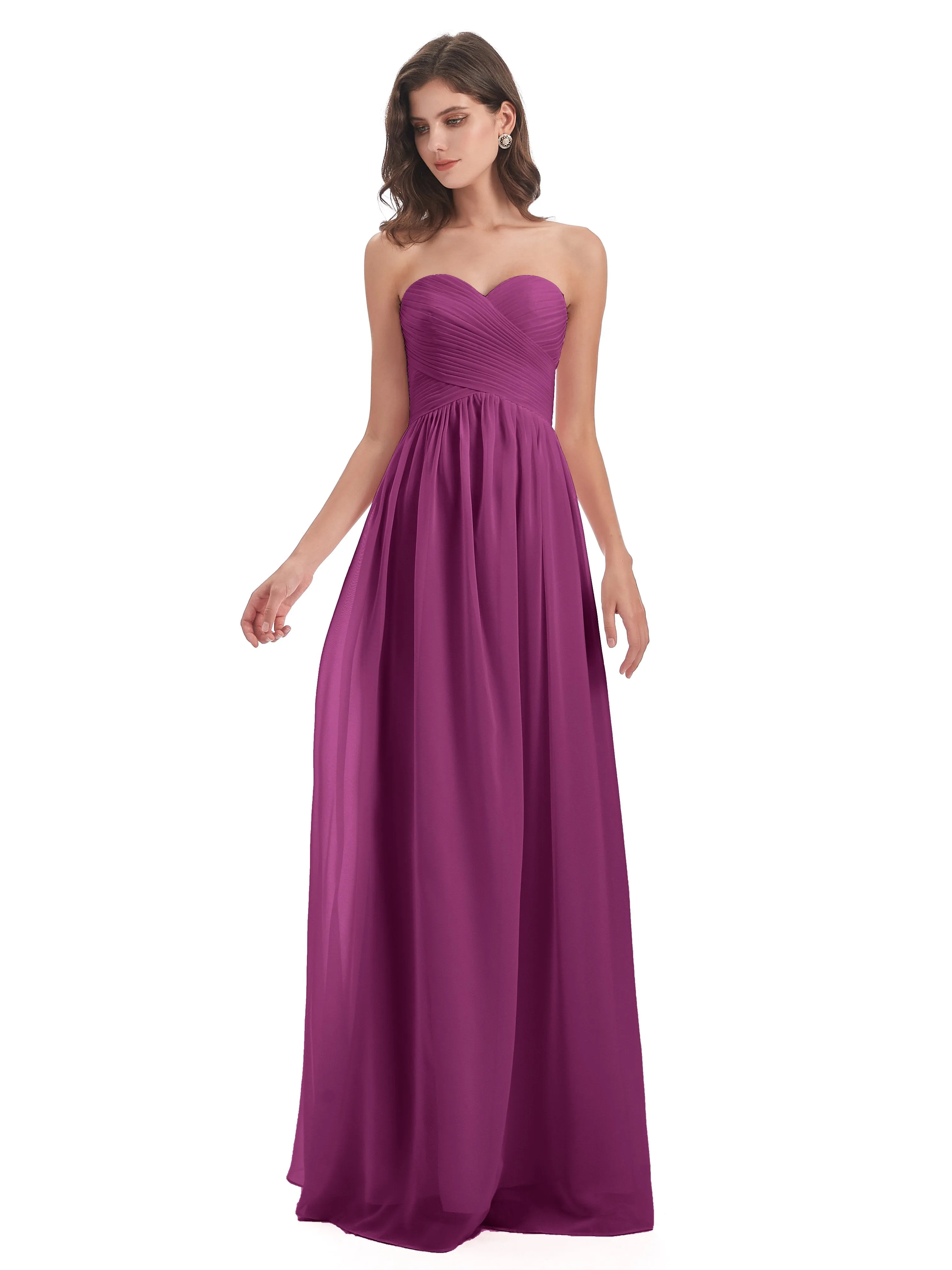 Esmae Sweetheart Sleeveless Long Chiffon Bridesmaid Dresses