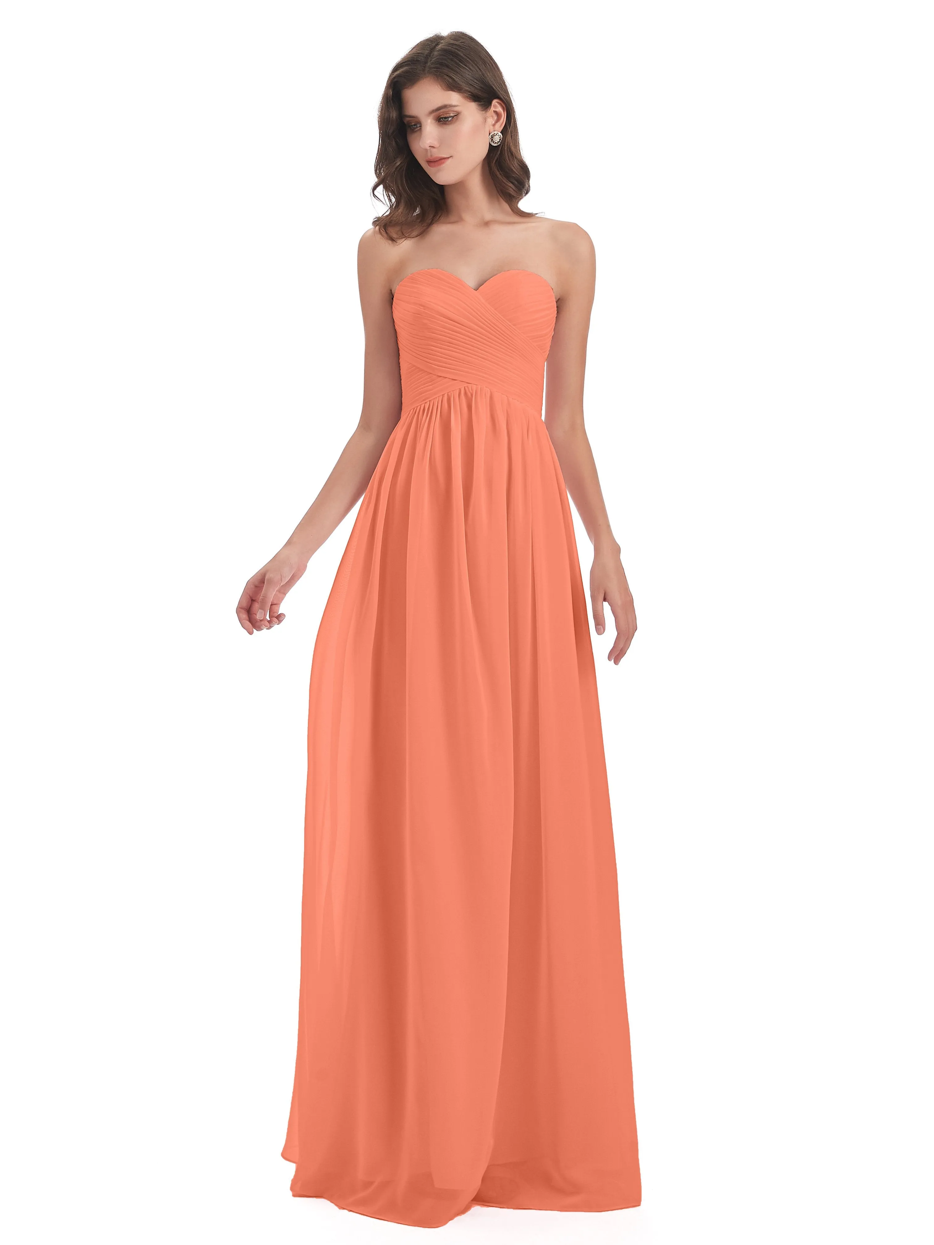 Esmae Sweetheart Sleeveless Long Chiffon Bridesmaid Dresses