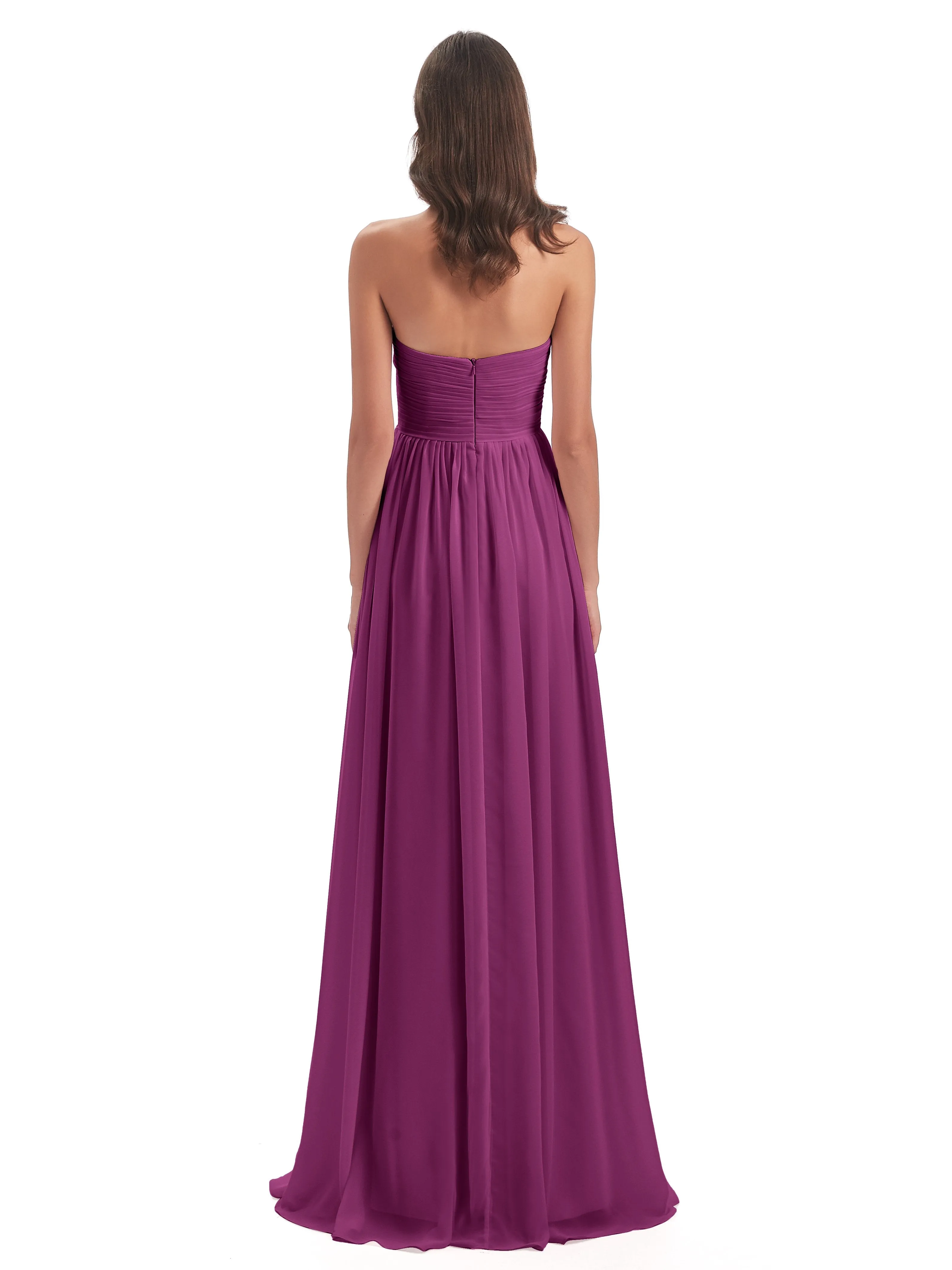 Esmae Sweetheart Sleeveless Long Chiffon Bridesmaid Dresses