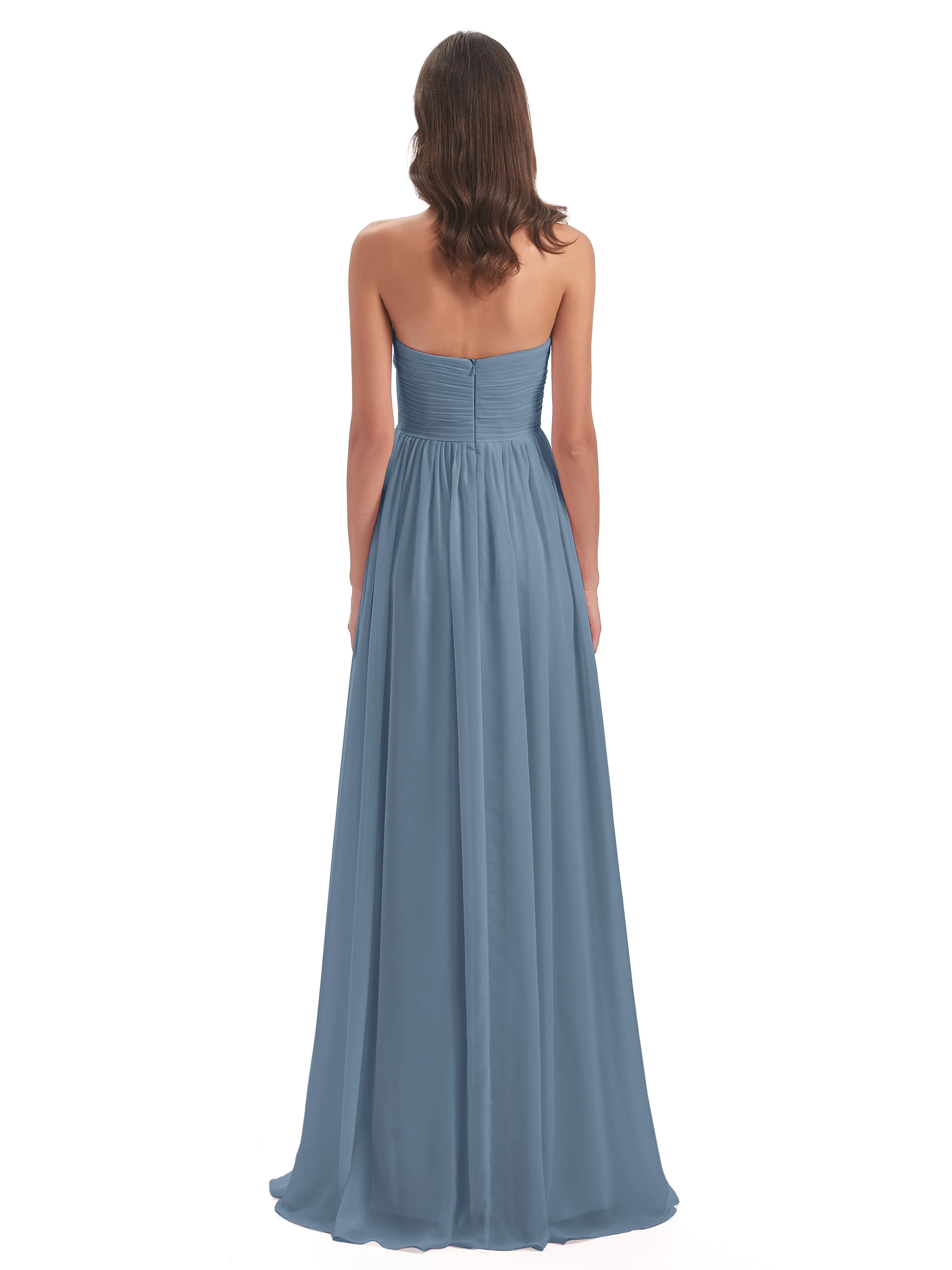 Esmae Sweetheart Sleeveless Long Chiffon Bridesmaid Dresses