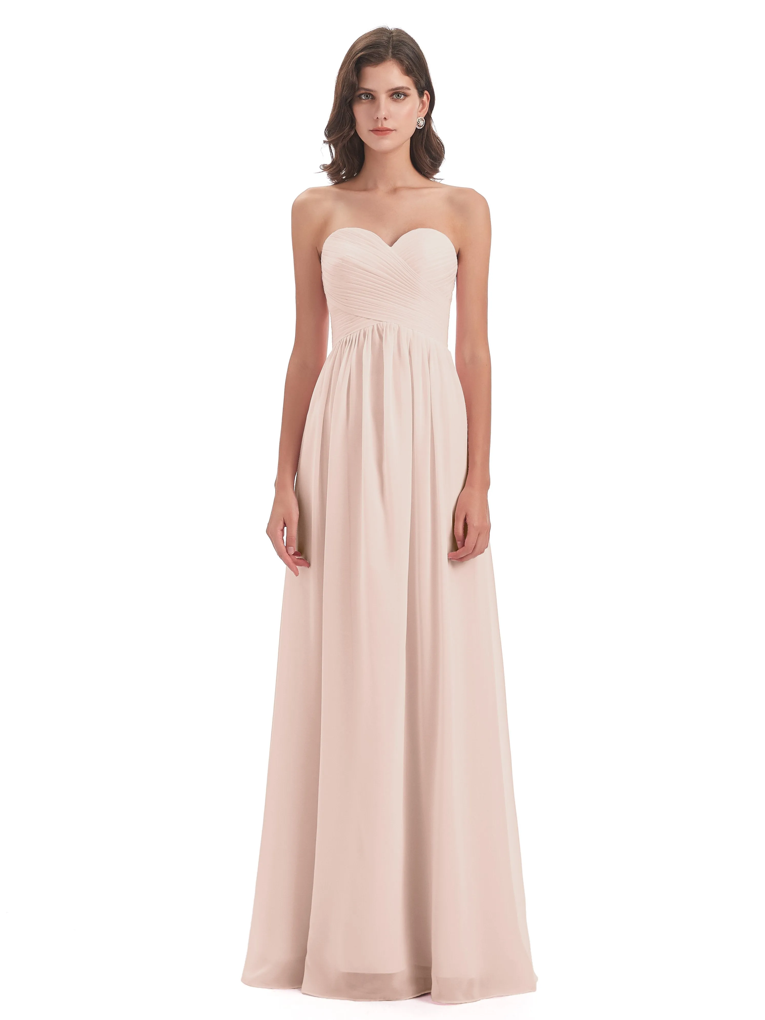 Esmae Sweetheart Sleeveless Long Chiffon Bridesmaid Dresses