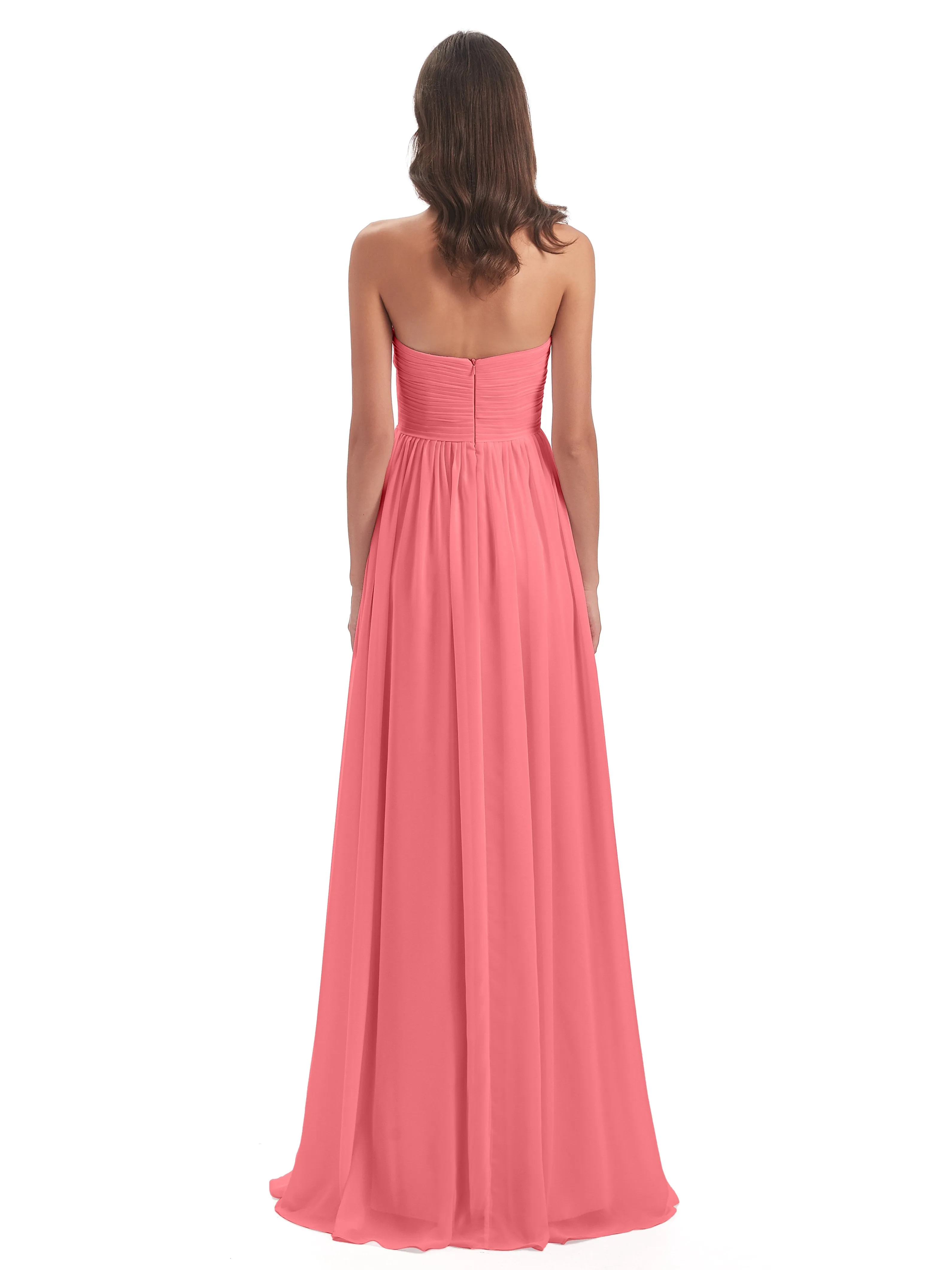 Esmae Sweetheart Sleeveless Long Chiffon Bridesmaid Dresses