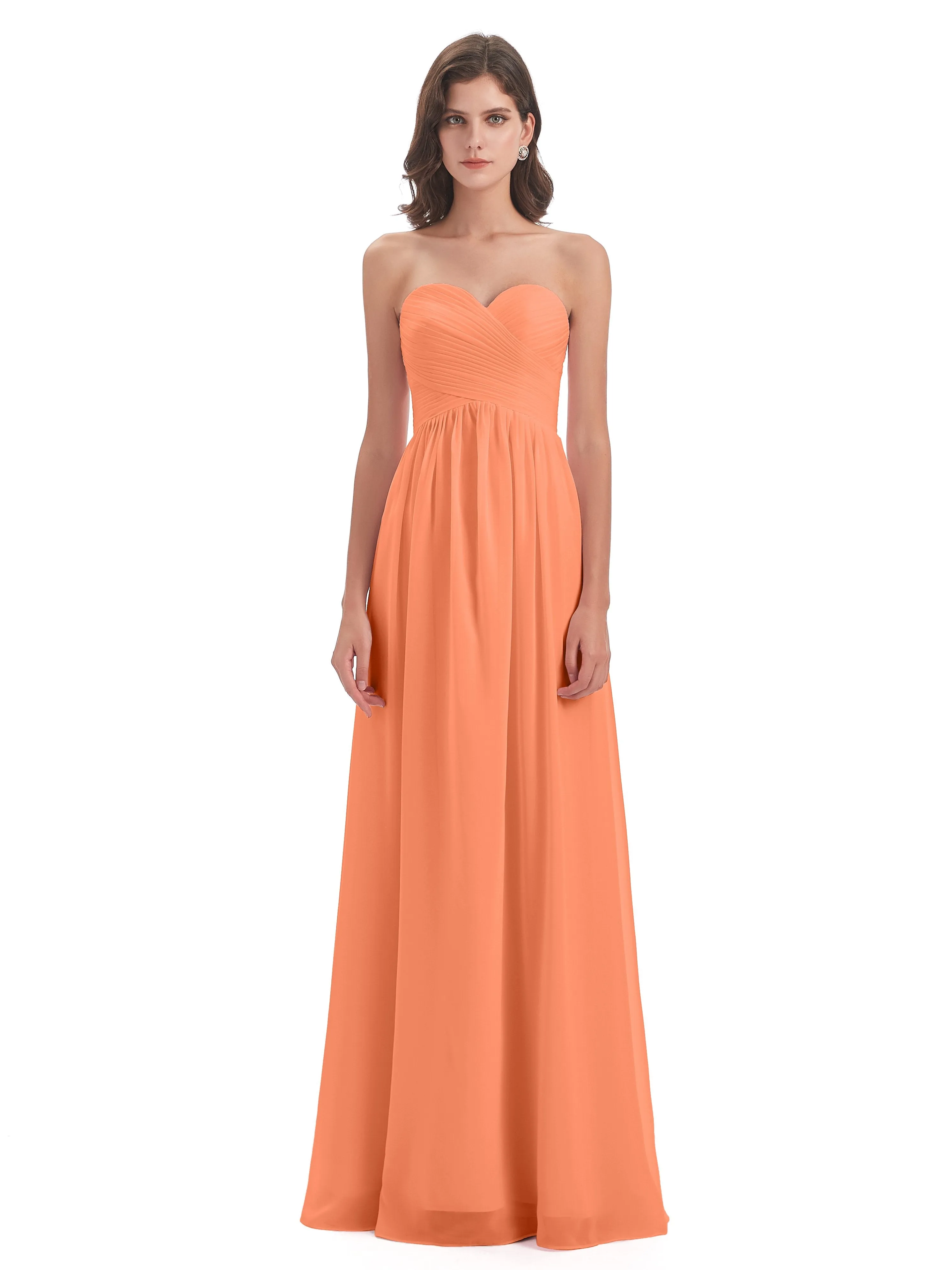 Esmae Sweetheart Sleeveless Long Chiffon Bridesmaid Dresses