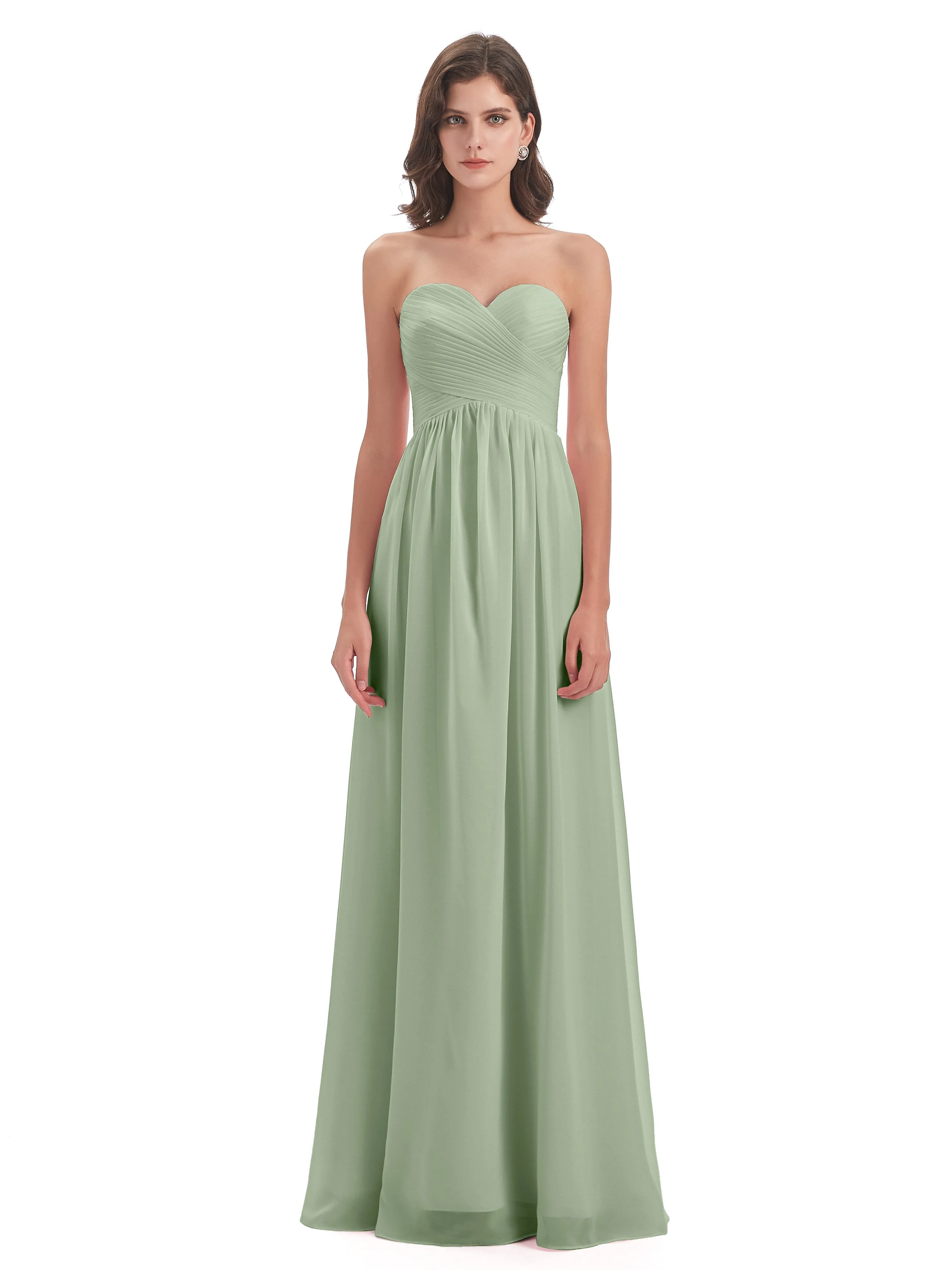 Esmae Sweetheart Sleeveless Long Chiffon Bridesmaid Dresses