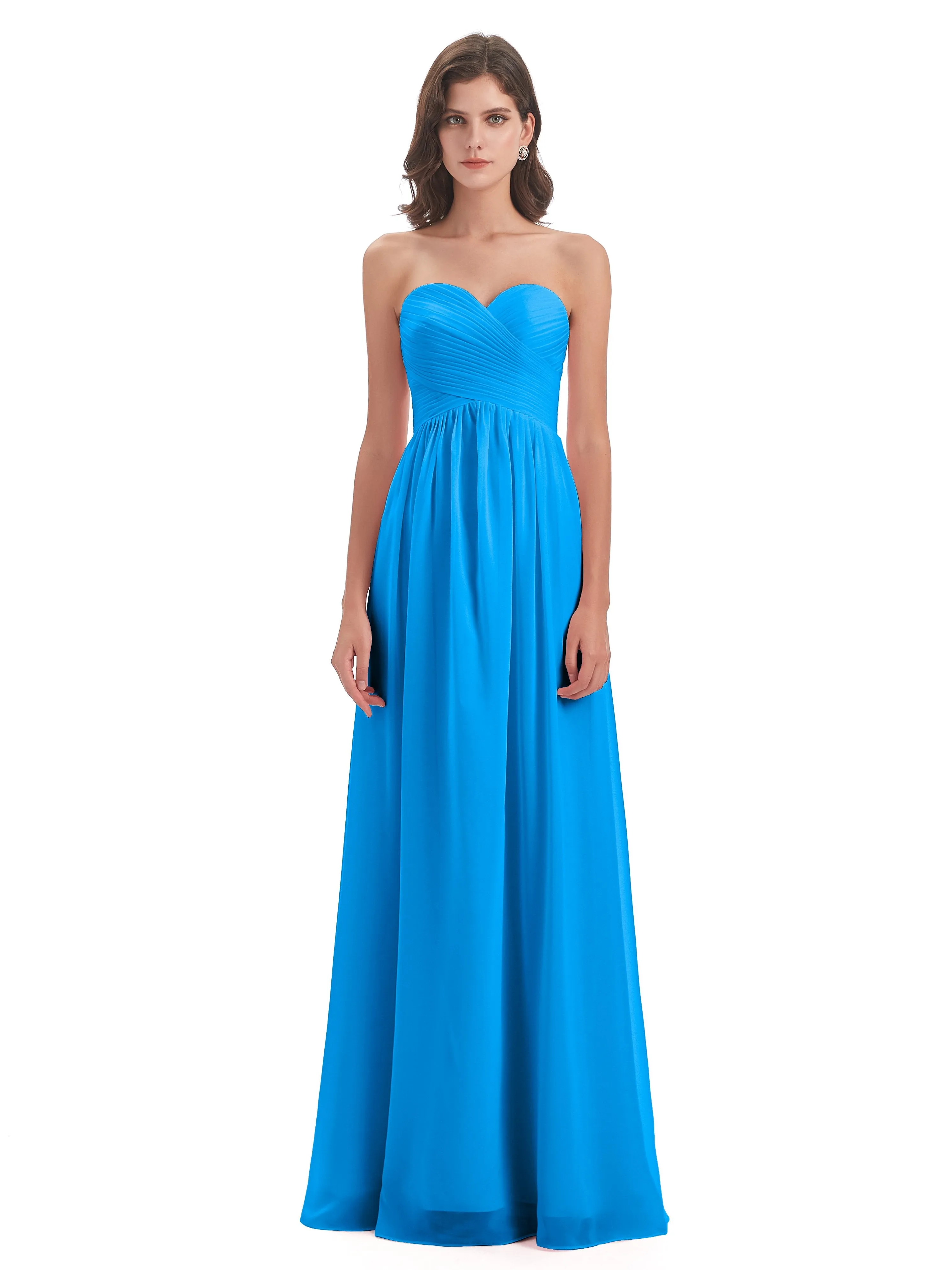 Esmae Sweetheart Sleeveless Long Chiffon Bridesmaid Dresses