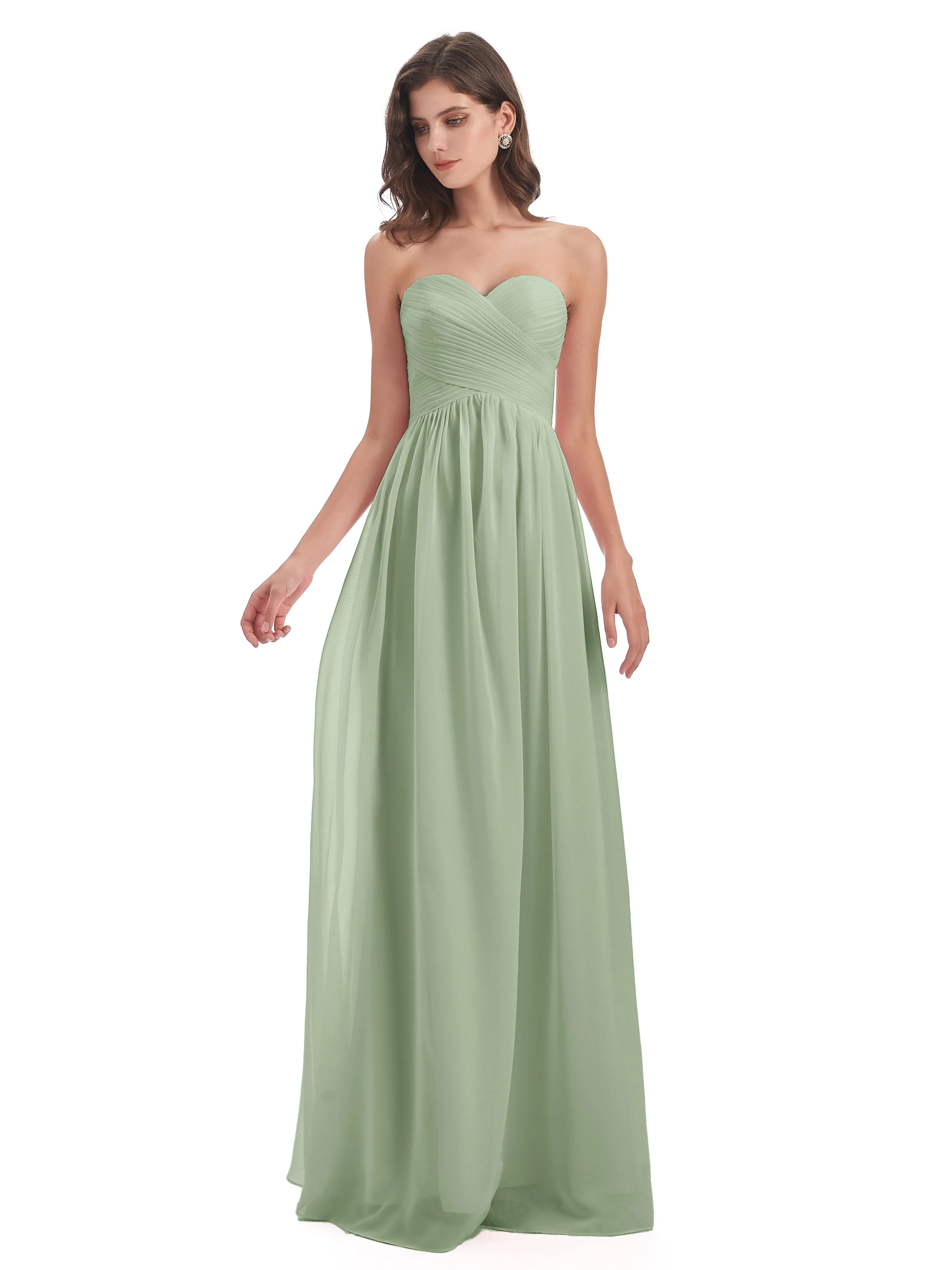 Esmae Sweetheart Sleeveless Long Chiffon Bridesmaid Dresses